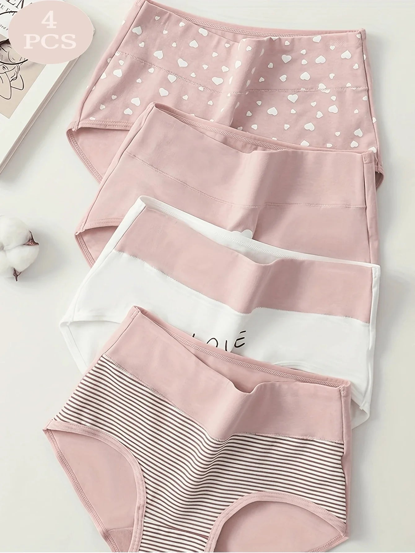 4pcs/Pack Comfortable &amp; Breathable Plus Size Ladies Underwear Briefs