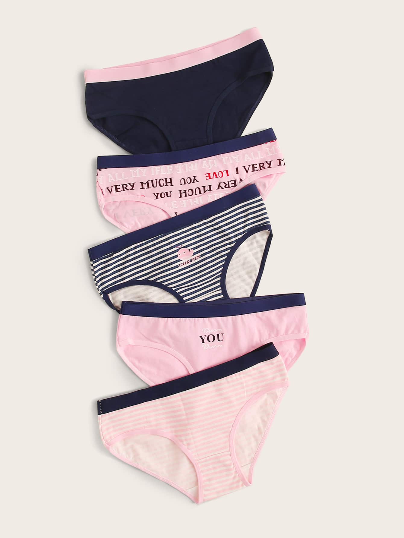 5pack Mixed Print Panty Set