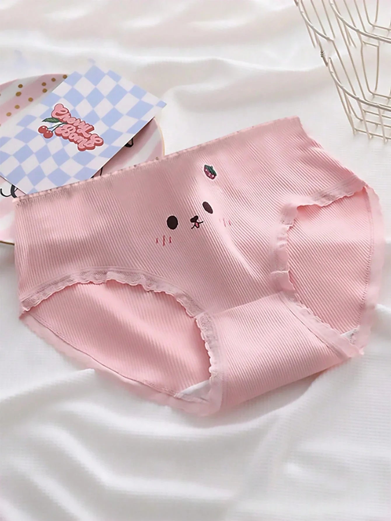 3pcs/Pack Cute Cartoon Print Soft Breathable Mid-Rise Panties