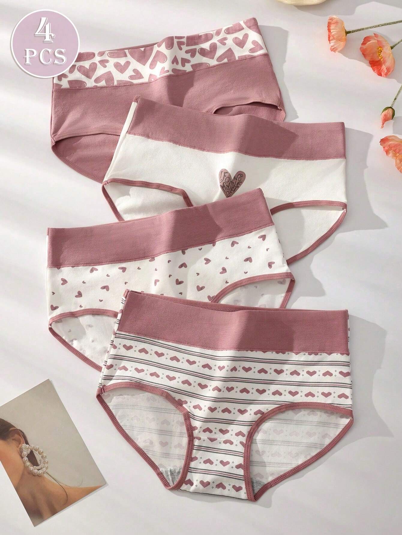4pcs/set Comfortable &amp; Breathable Ladies' Triangle Panties