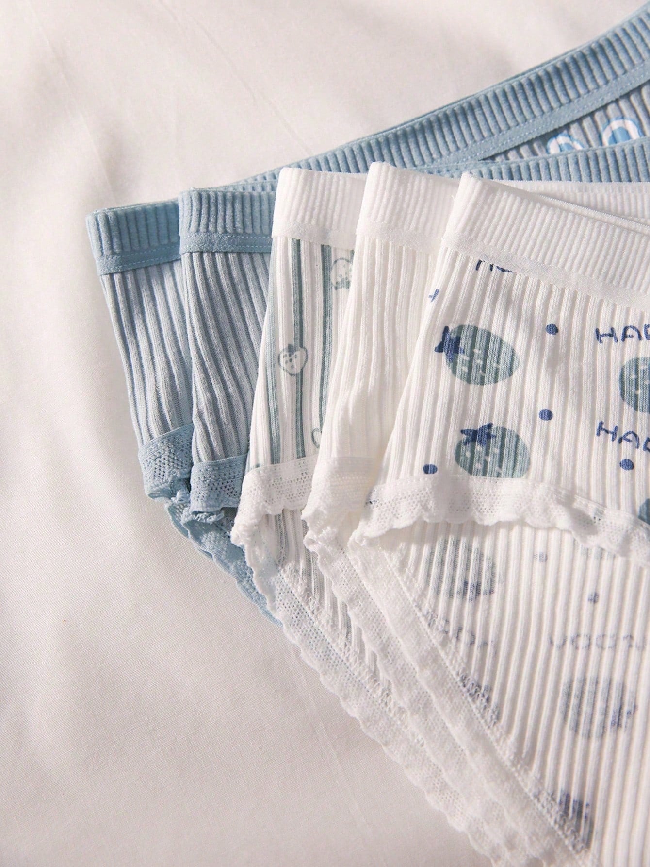 5pack Cartoon Graphic Lace Trim Panty