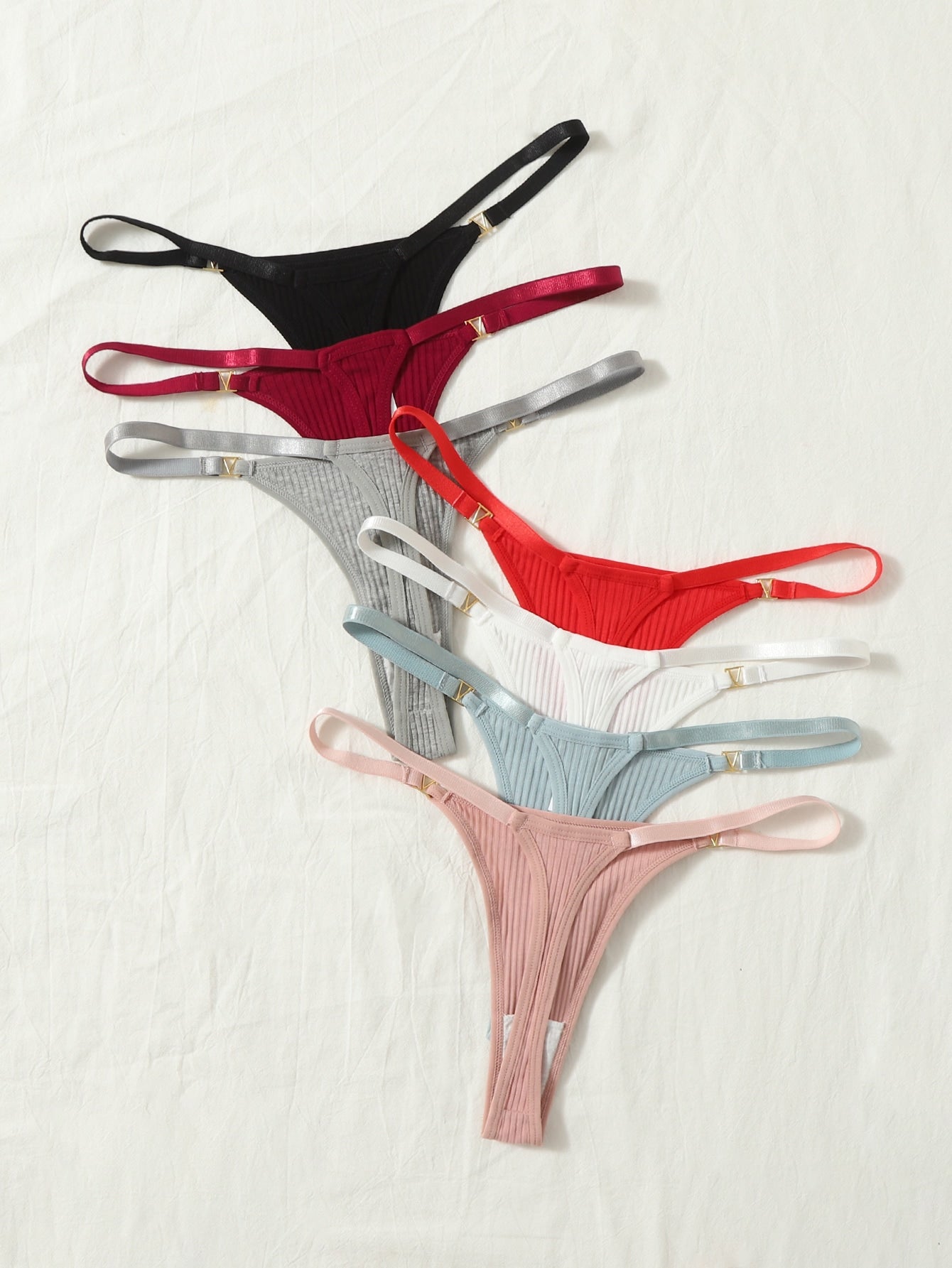 7pack Ribbed Knit Thong