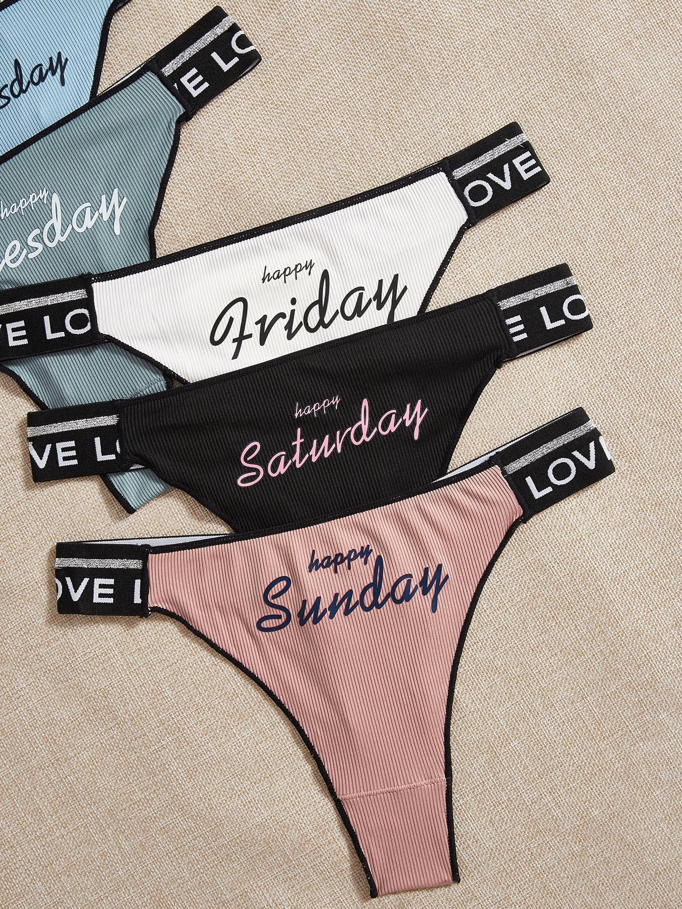 7pack Letter Graphic Panty Set