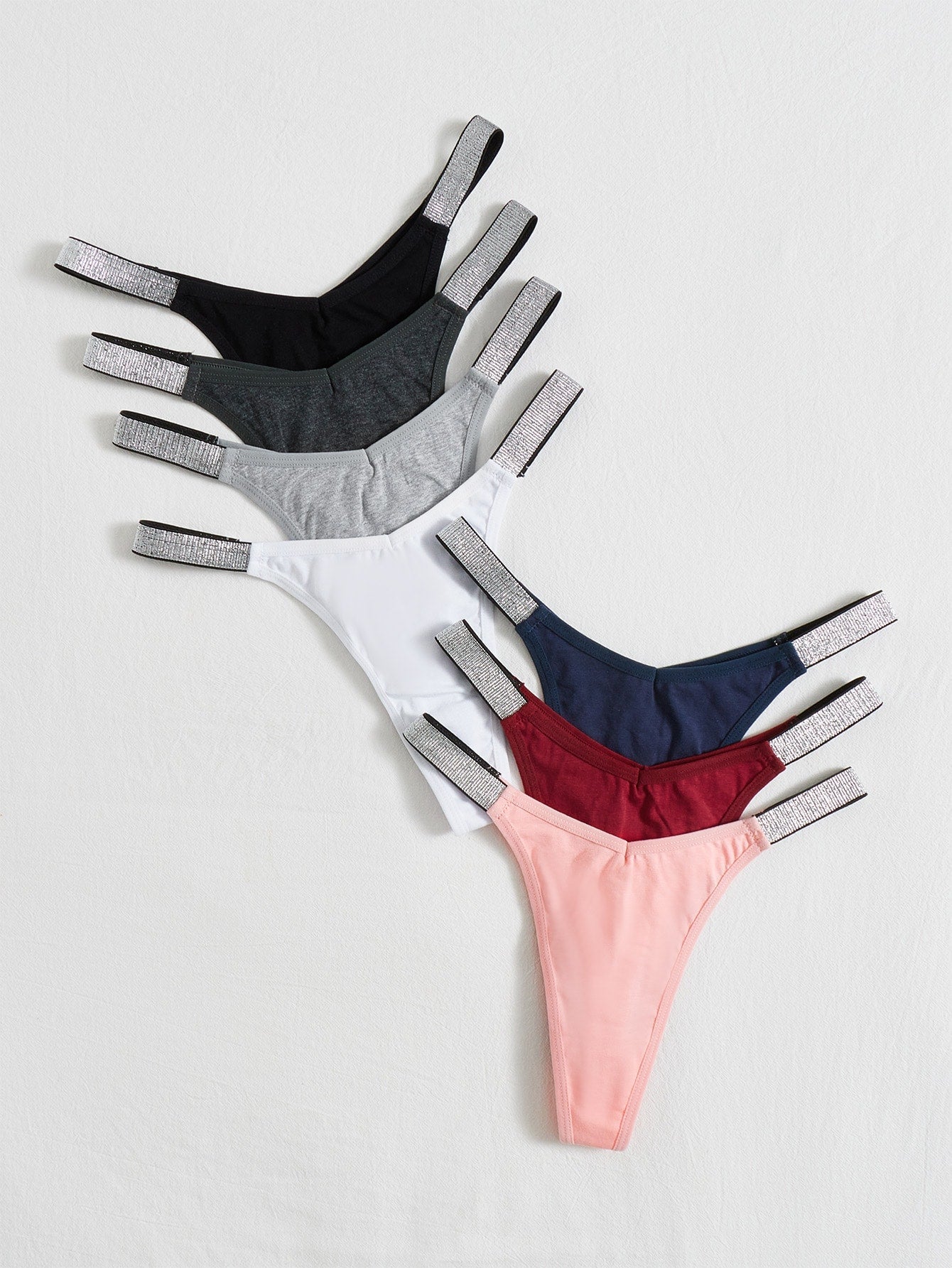 7pack Contrast Tape No Show Panty Set