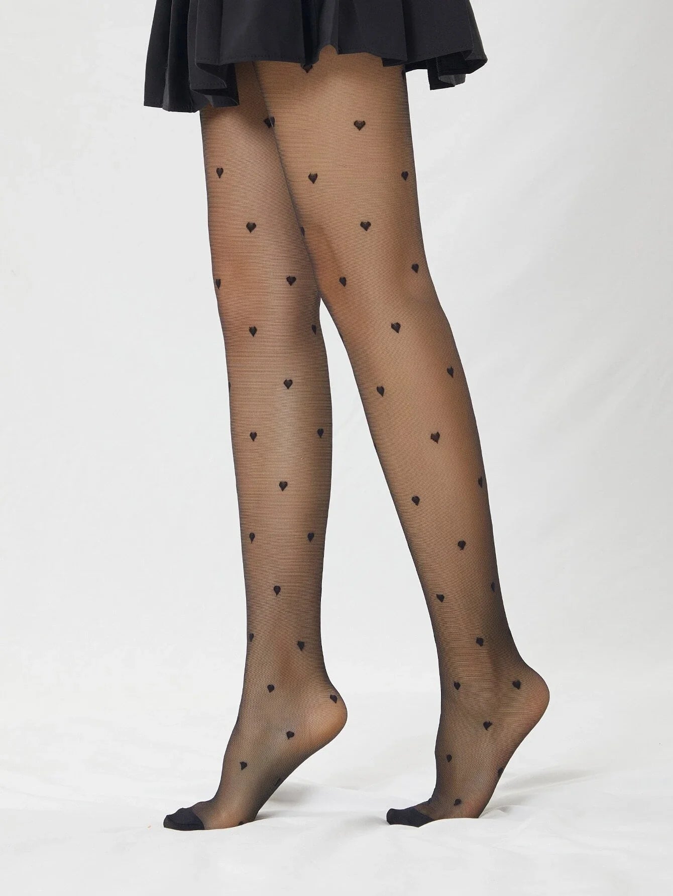 3pairs Polka Dot Pattern Black Tights For Women