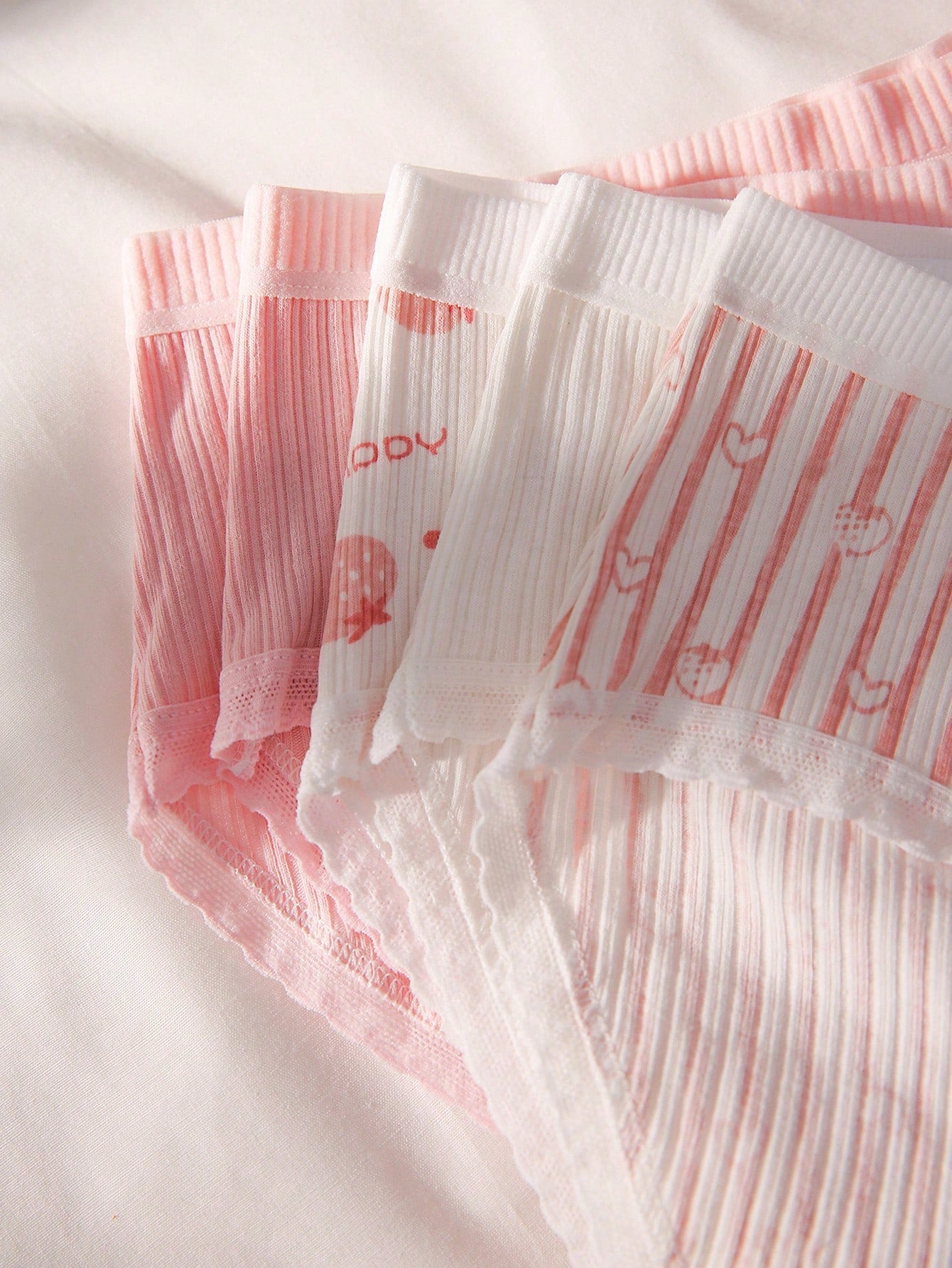 5pack Cartoon Graphic Lace Trim Panty