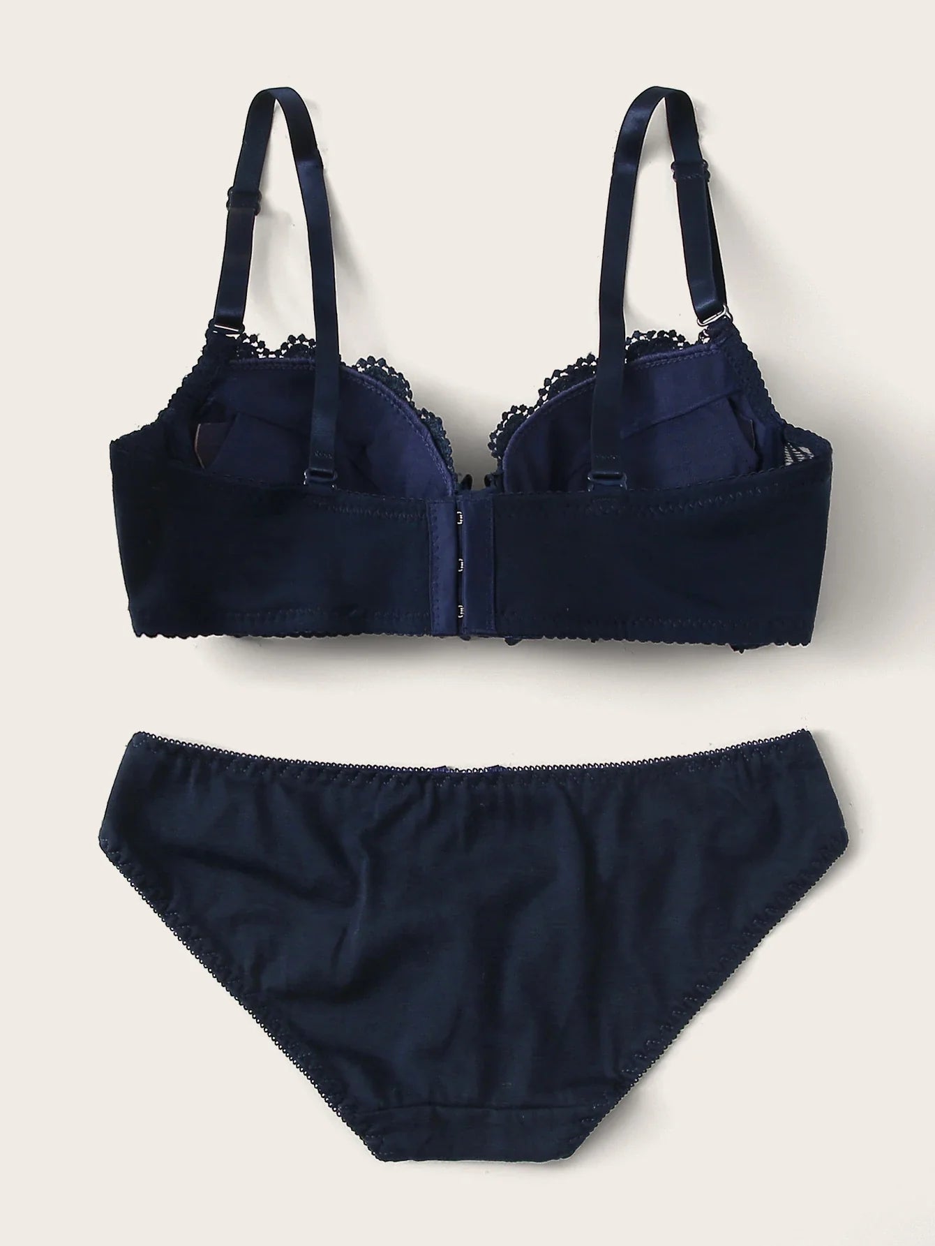 Crochet Trim Underwire Lingerie Set