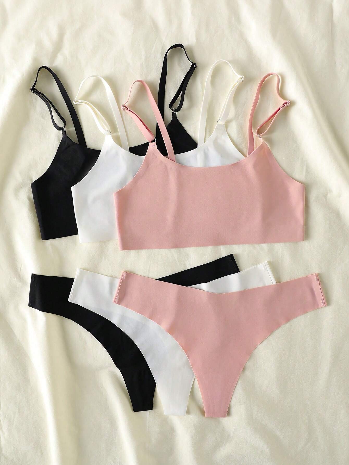 Basics 3packs Leopard Print Bra & Panty Lingerie Set Multicolor 3