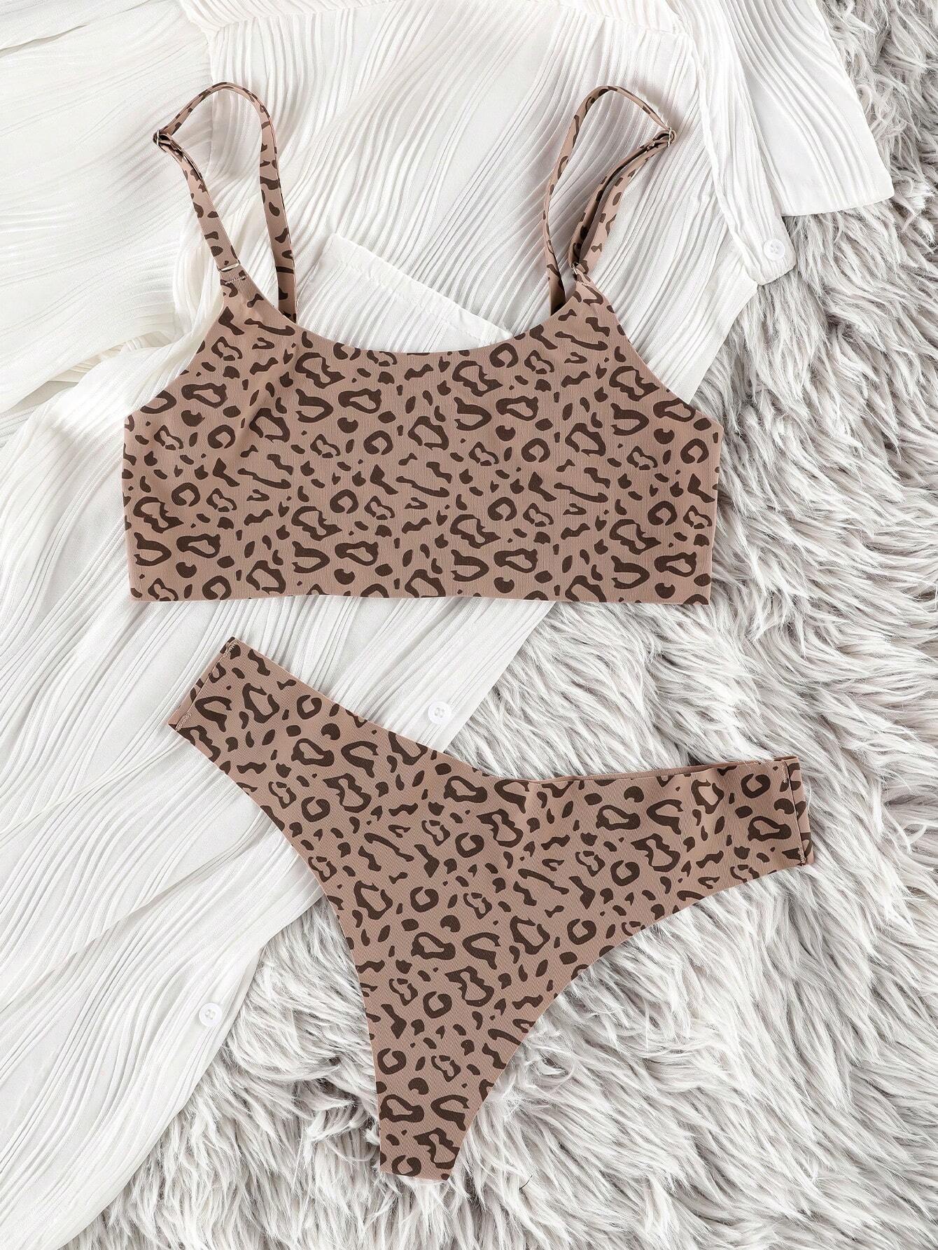 Basics 3packs Leopard Print Bra & Panty Lingerie Set