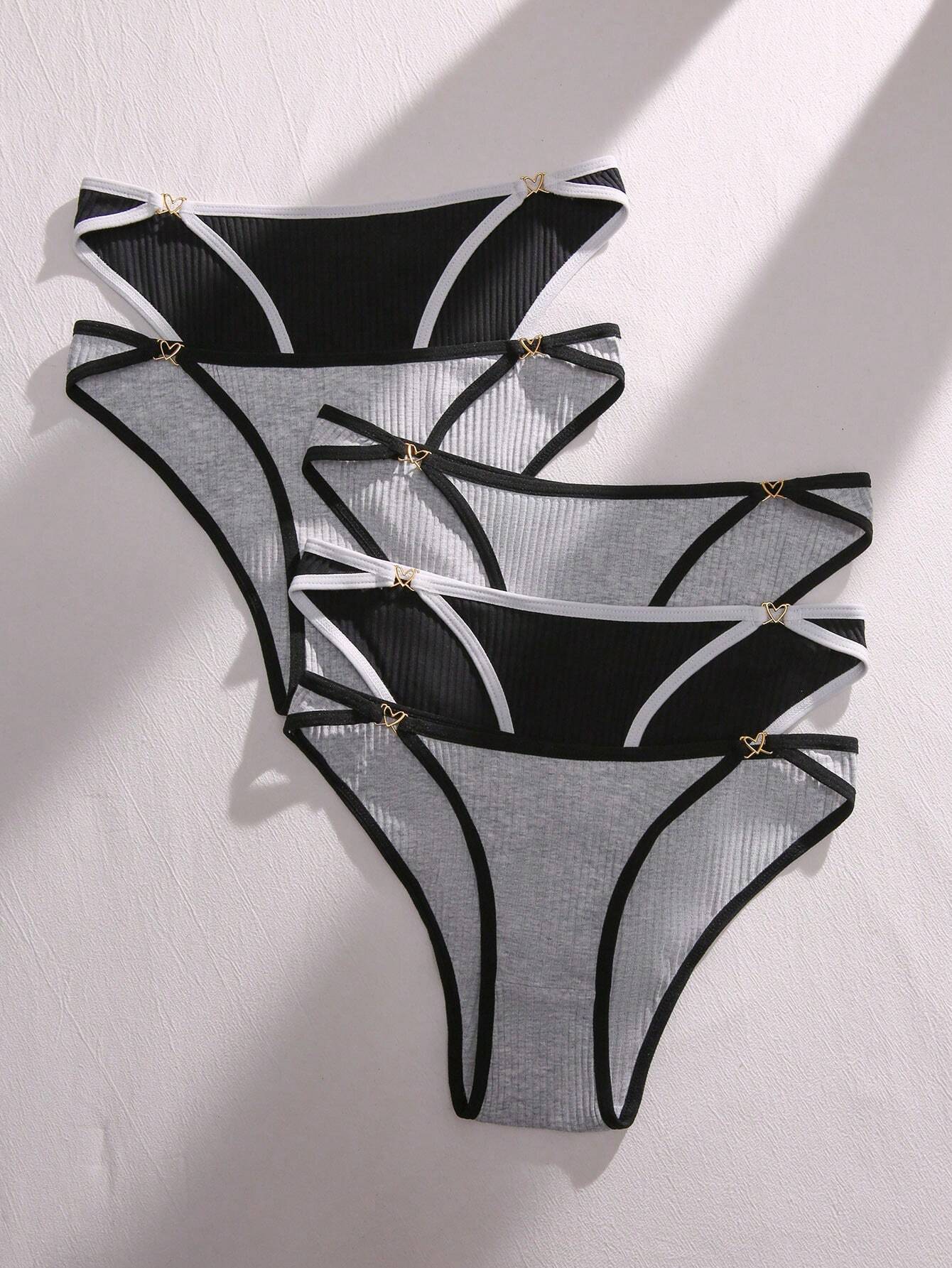 Basics 5pack Contrast Binding Ribbed Knit Panty Multicolor 2