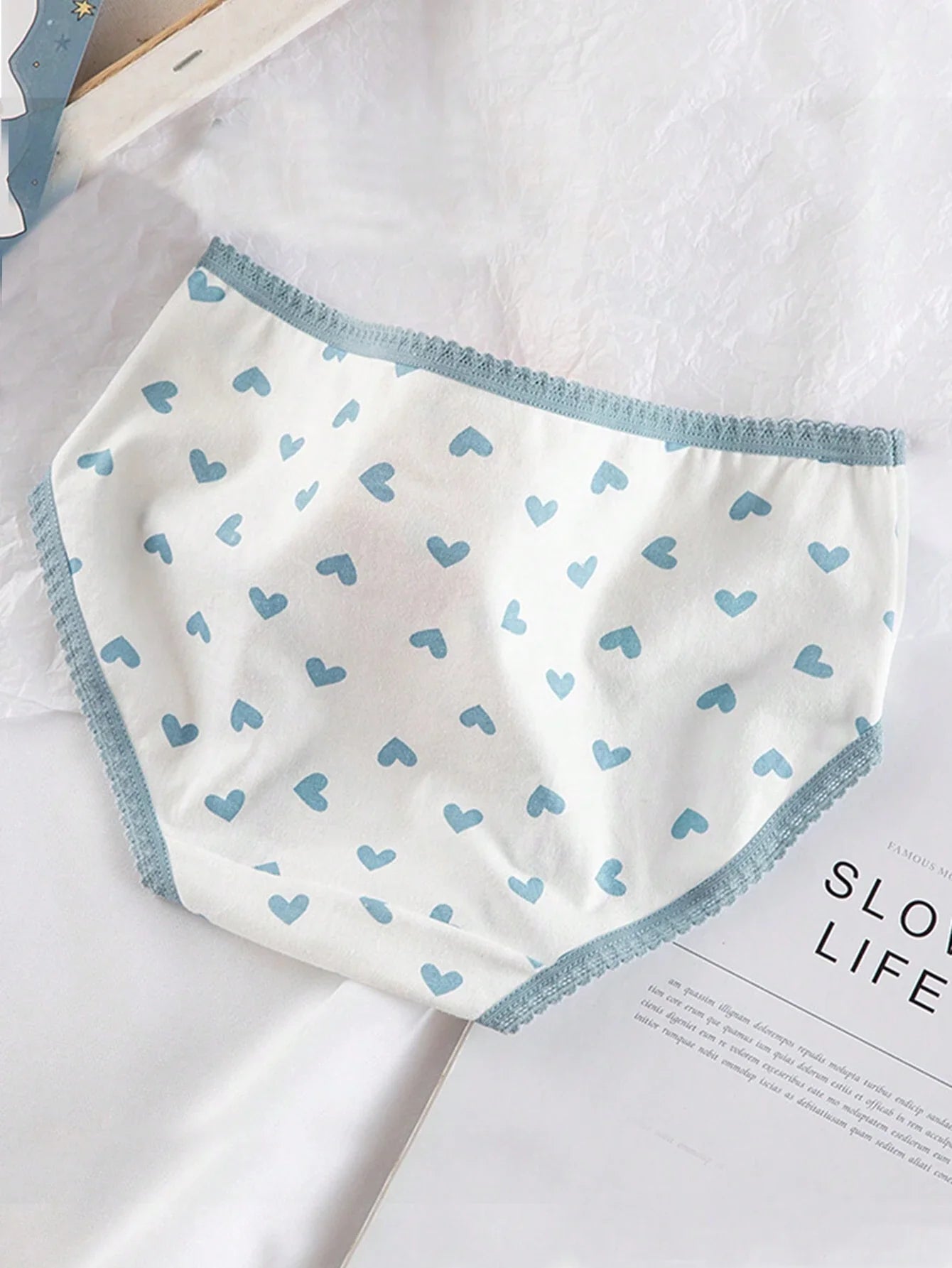 5pcs Cute Fresh Fashion Butterfly Embellished Skin-Friendly Comfortable Breathable High Elasticity Mid-Waist Triangle Panties