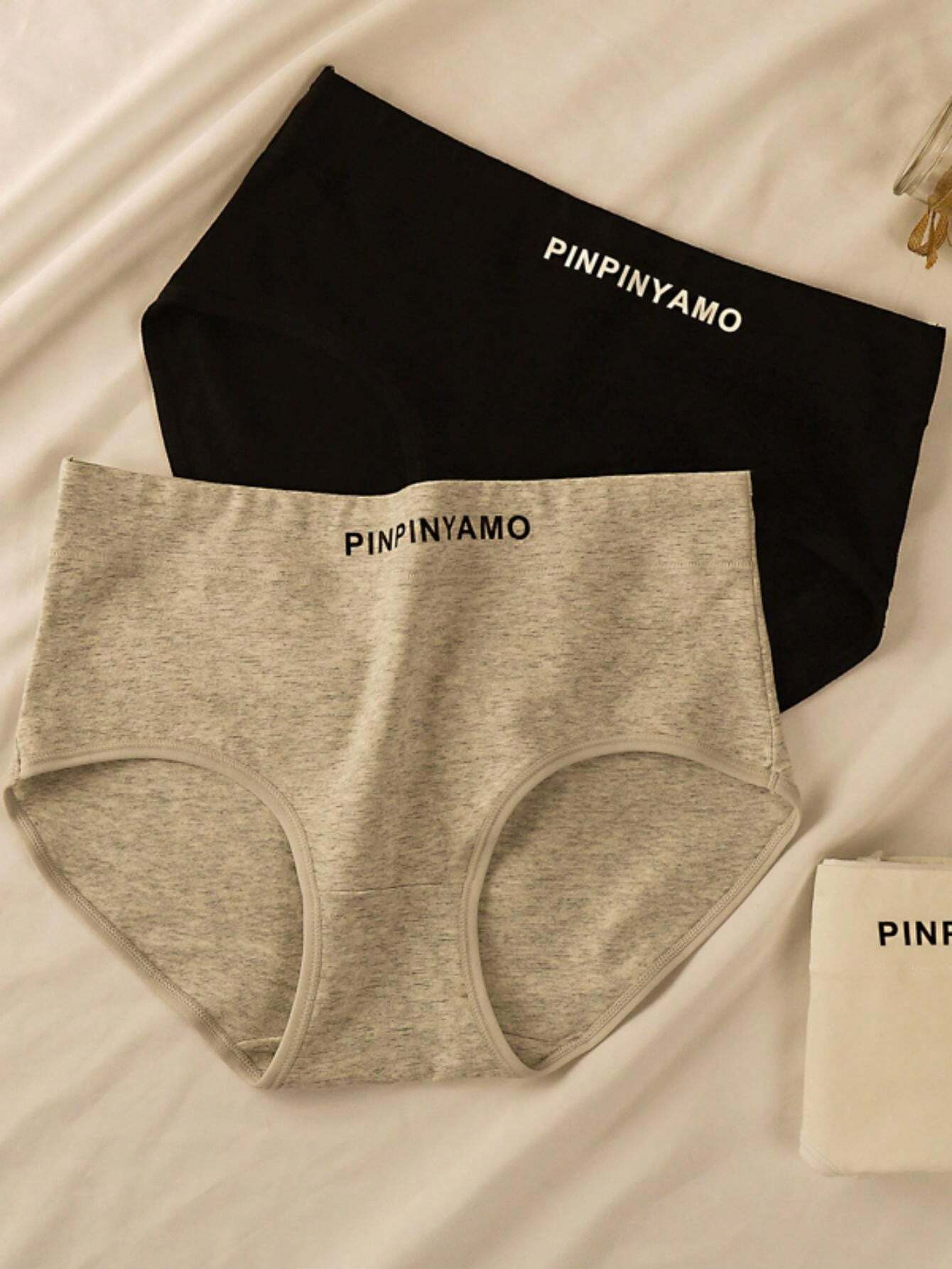 3pcs Women's Comfortable Breathable Letter Print Triangle Panties