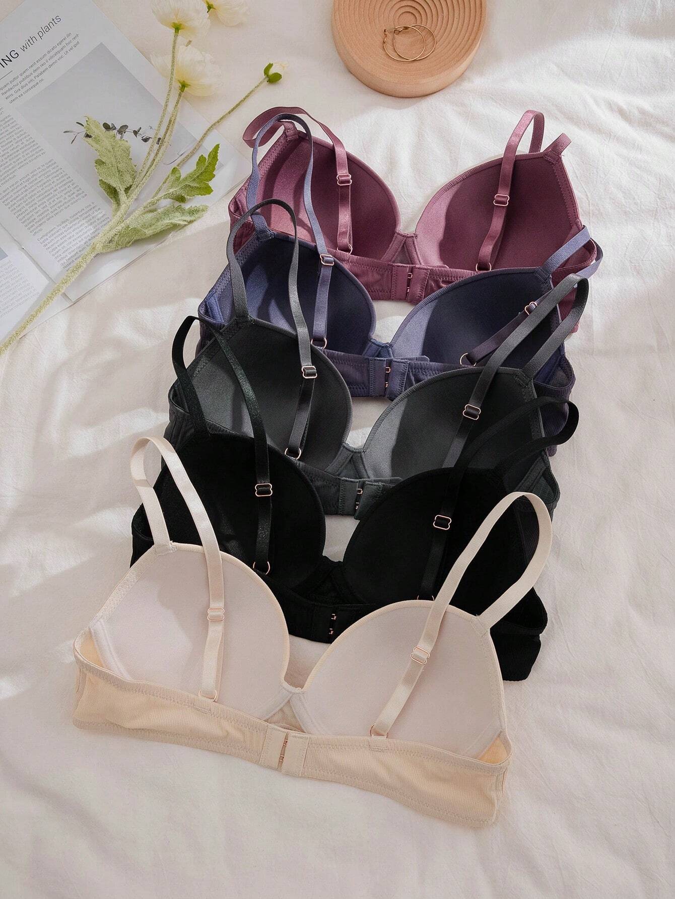 Basics 5pcs Solid Underwire Bra