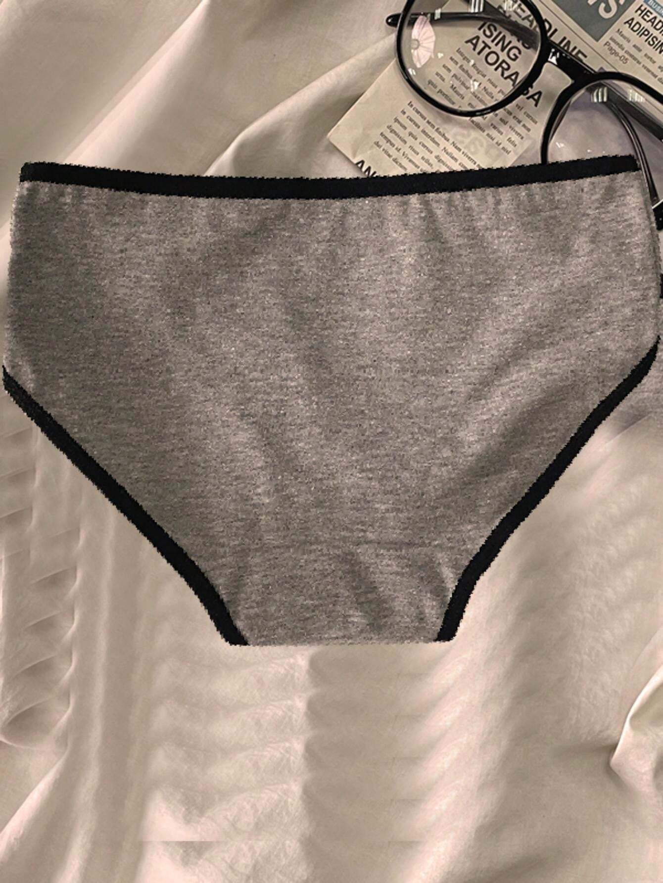 4pcs Women's Underwear With Letter Print And Color Blocking Design