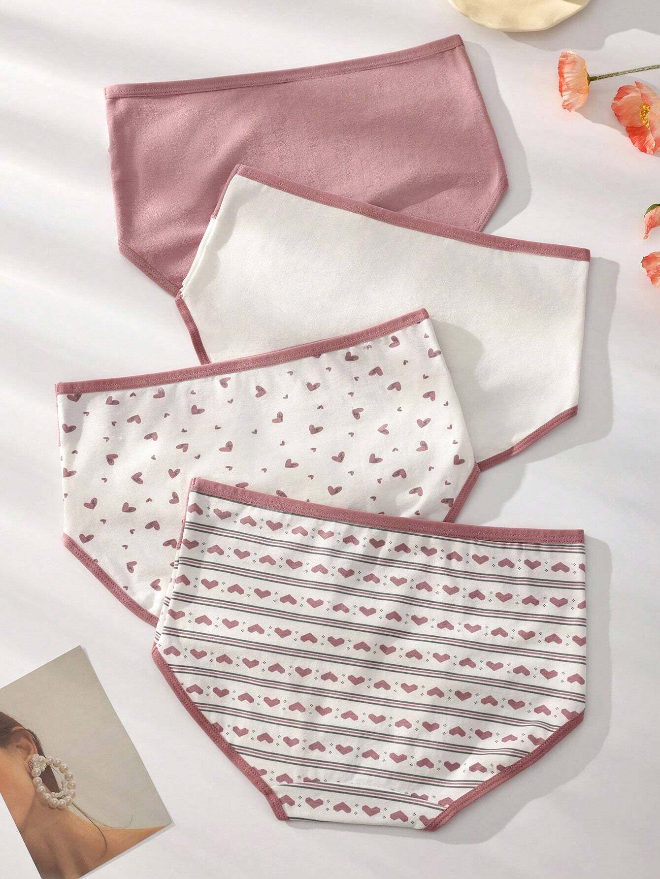 4pcs/Pack Women Plus Size Comfortable Breathable Bikini Underwear