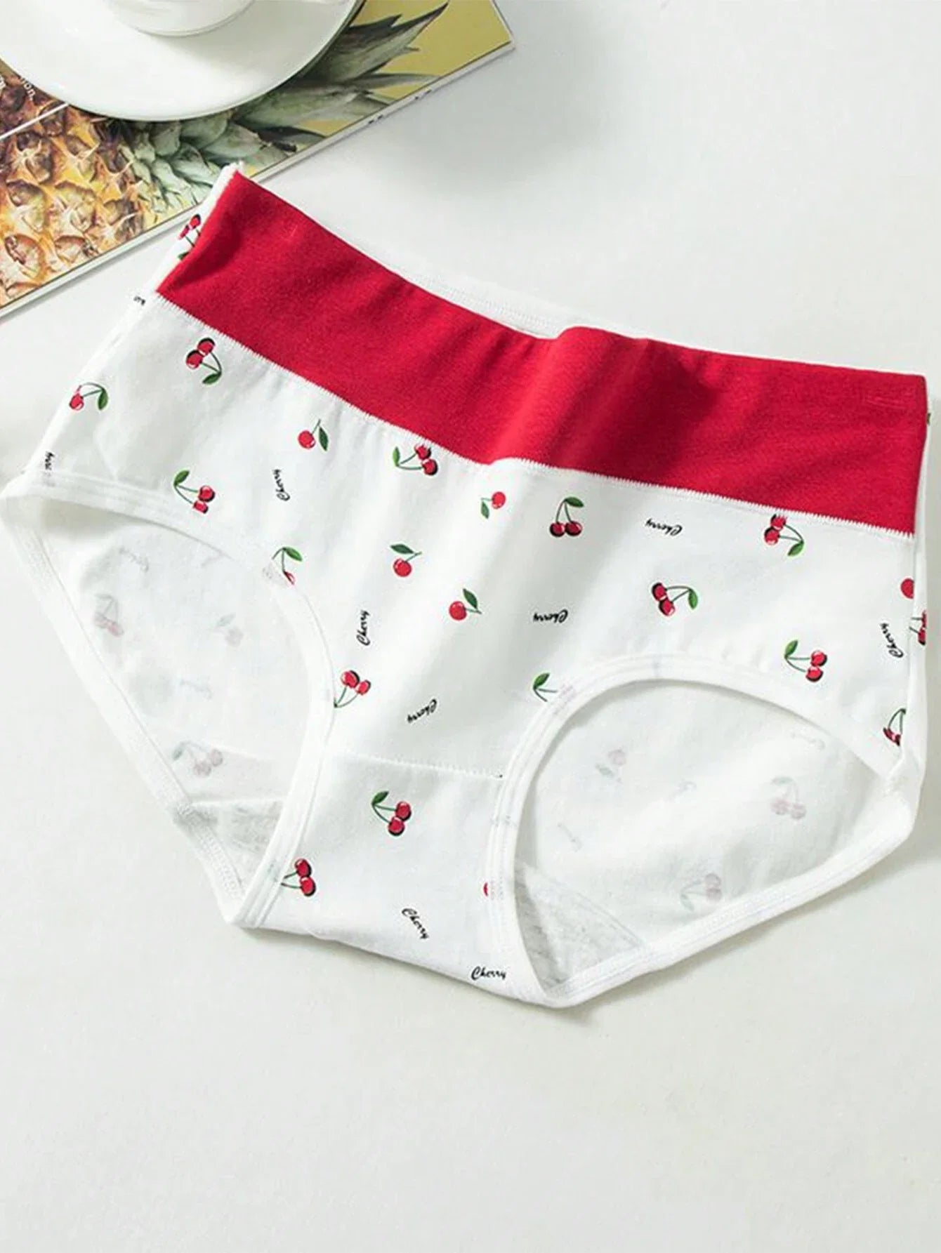 3pcs Strawberry Print High Waisted Seamless Panties