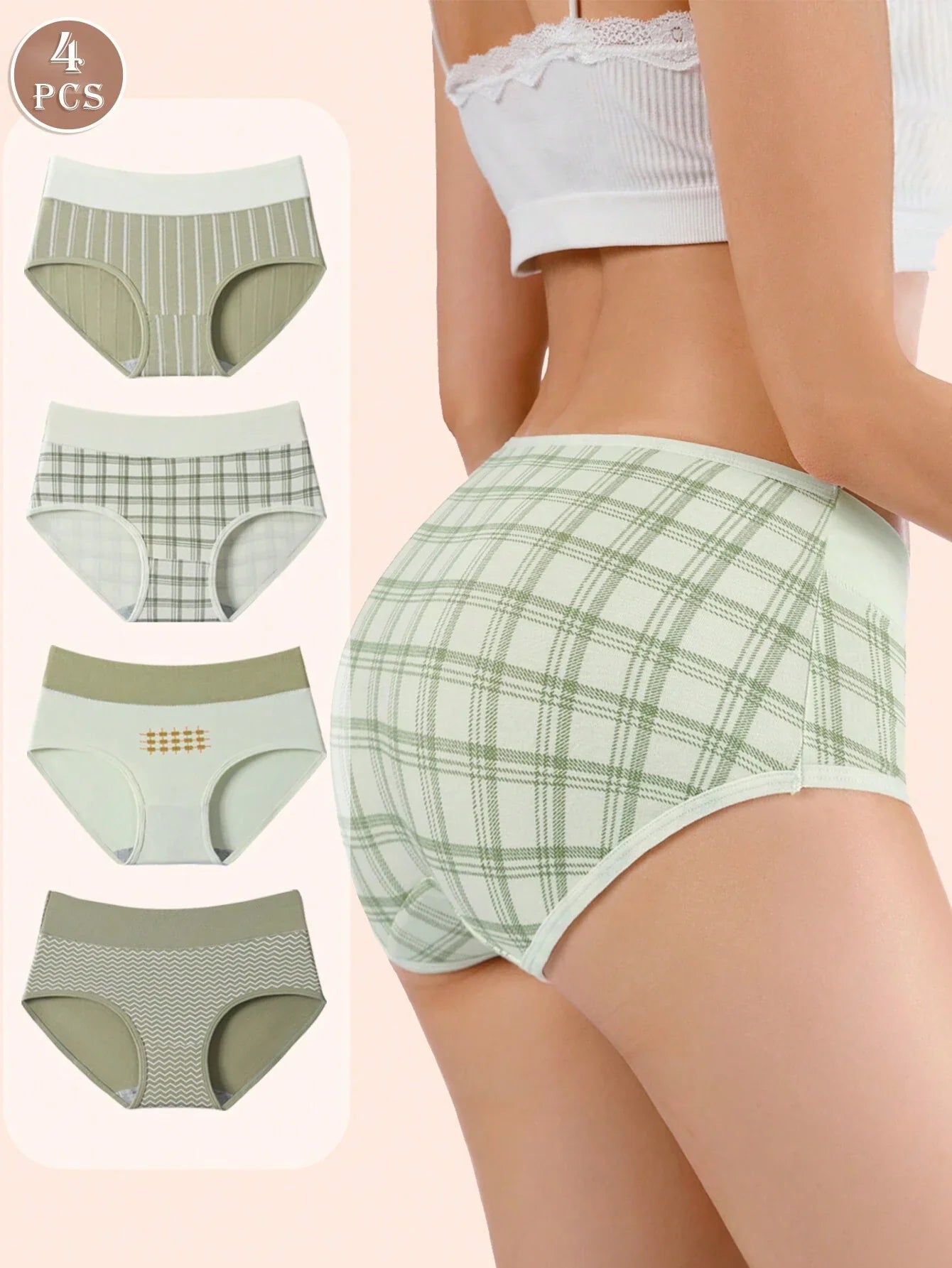 4pcs/Pack Women Plus Size Comfortable Breathable Bikini Underwear Multicolor 3