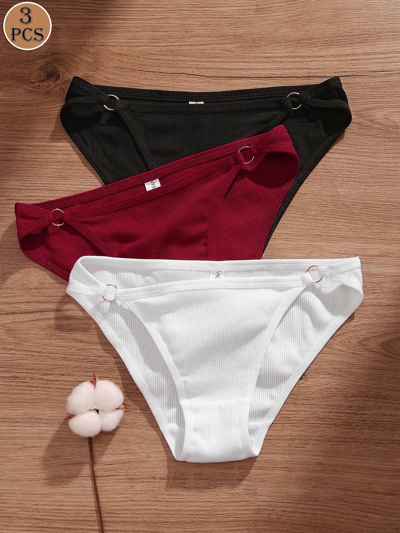 3PCS Women Sexy Low Rise Breathable Intimates Lingerie Soft Brief Multicolor