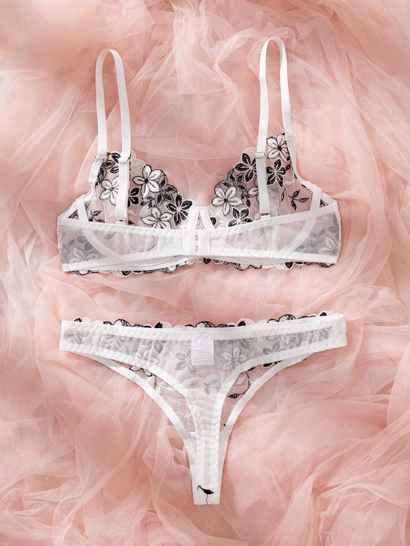 2 Pieces Romantic Pink Women Underwire Bra And Panty Set