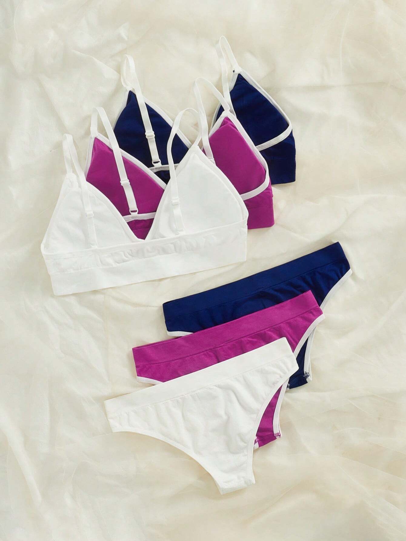 3 Sets Women Letter Print Bra And Underwear Set Sports
