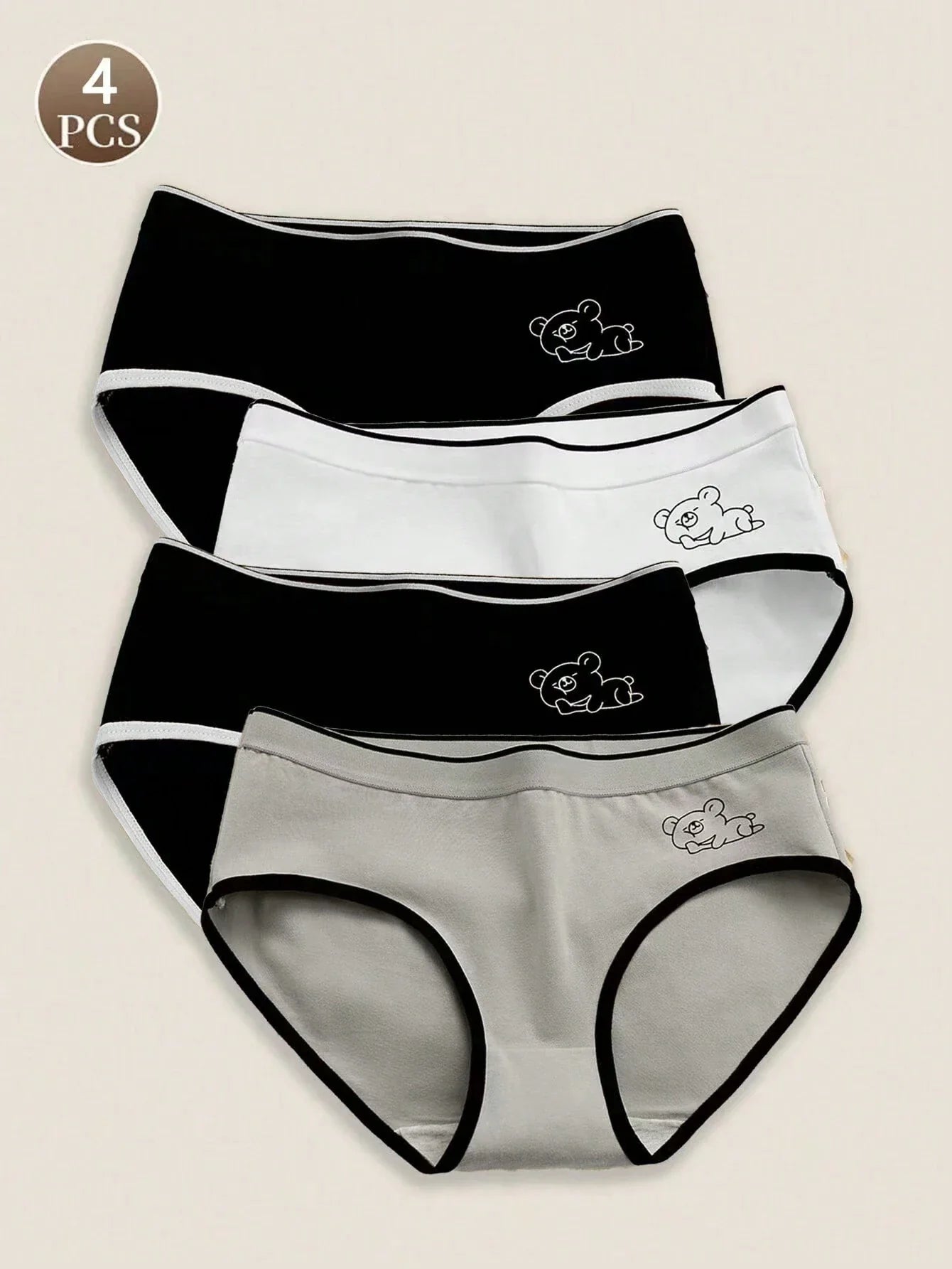 4-Pack Women Underwear Sexy Solid Color Briefs Multicolor