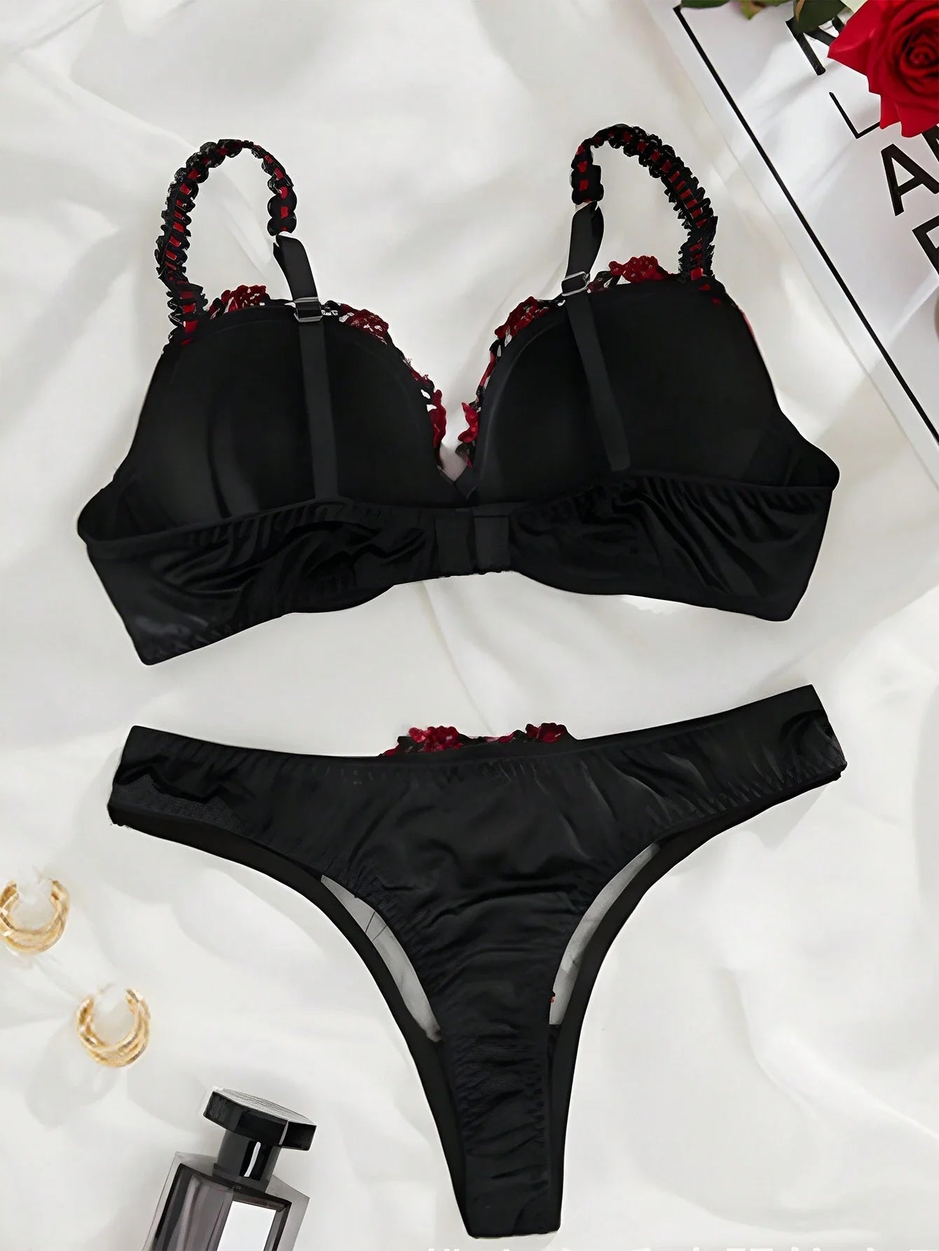 1 Set Lace Underwire Bra Set, Women's Lingerie Set