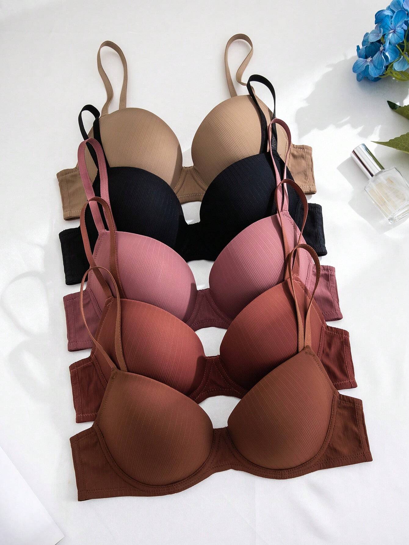 Basics 5pcs Solid Underwire Bra Multicolor 4