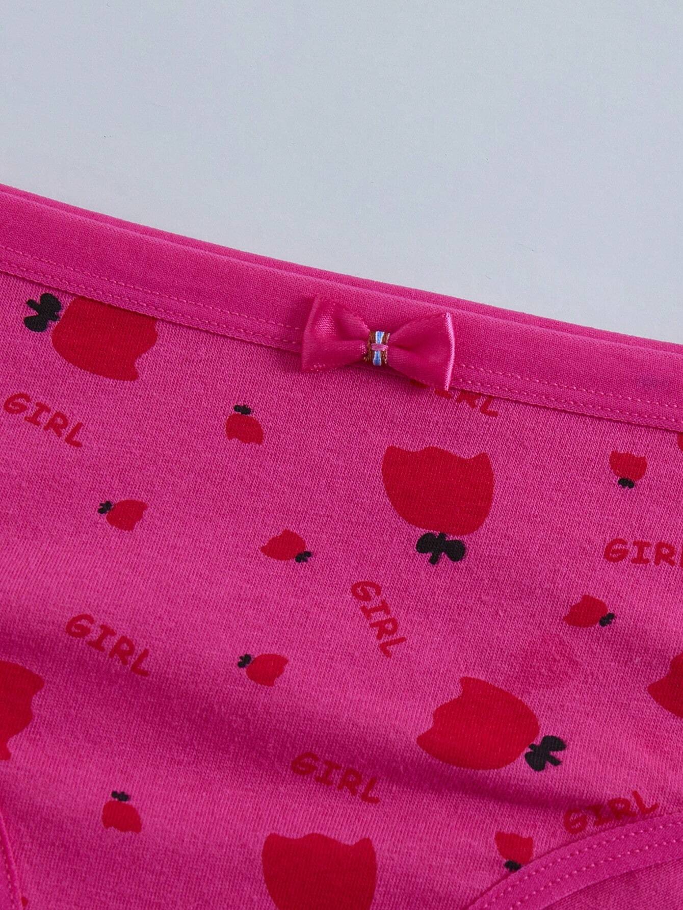 4pcs Women's Red Letter Print Triangle Underwear