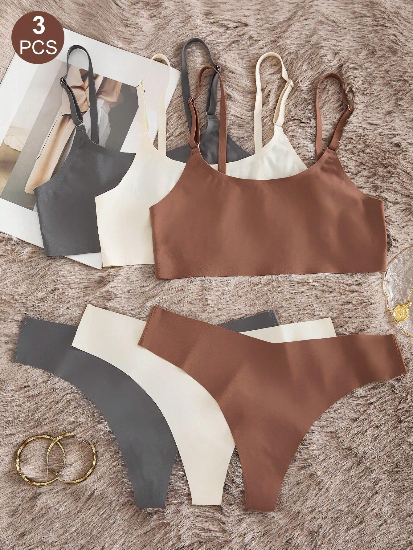 Basics 3packs Leopard Print Bra & Panty Lingerie Set Multicolor 5