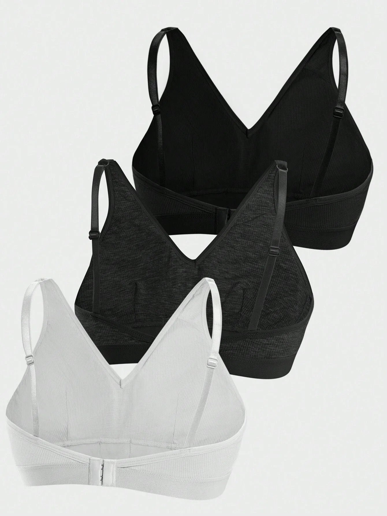 3PCS Ladies Comfortable Wireless Soft Cup Solid Bra Underwear