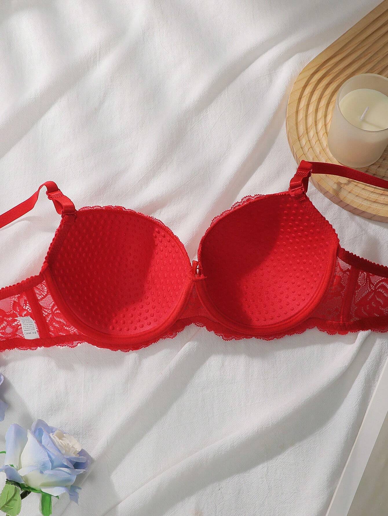 Floral Lace Underwire Bra & Panty Lingerie Set