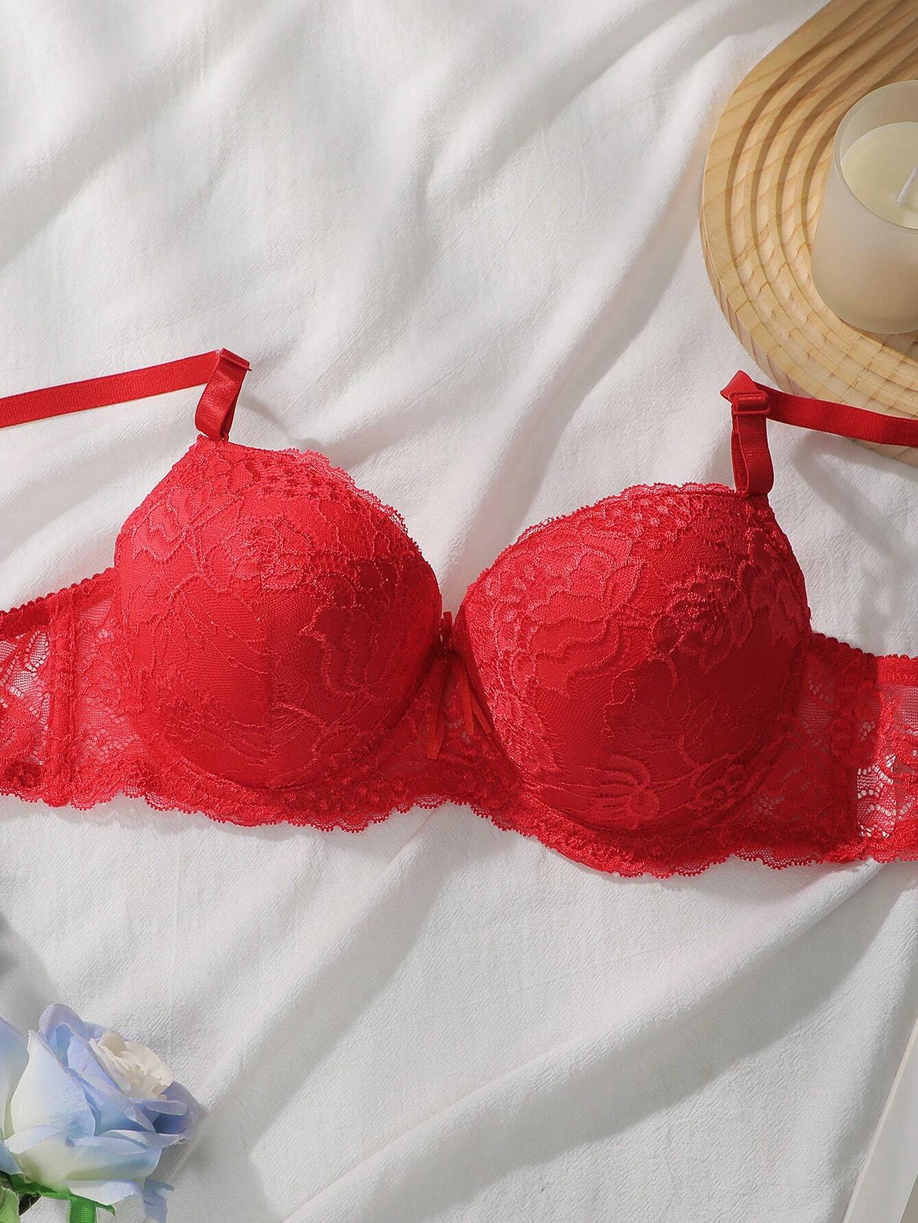 Floral Lace Underwire Bra & Panty Lingerie Set