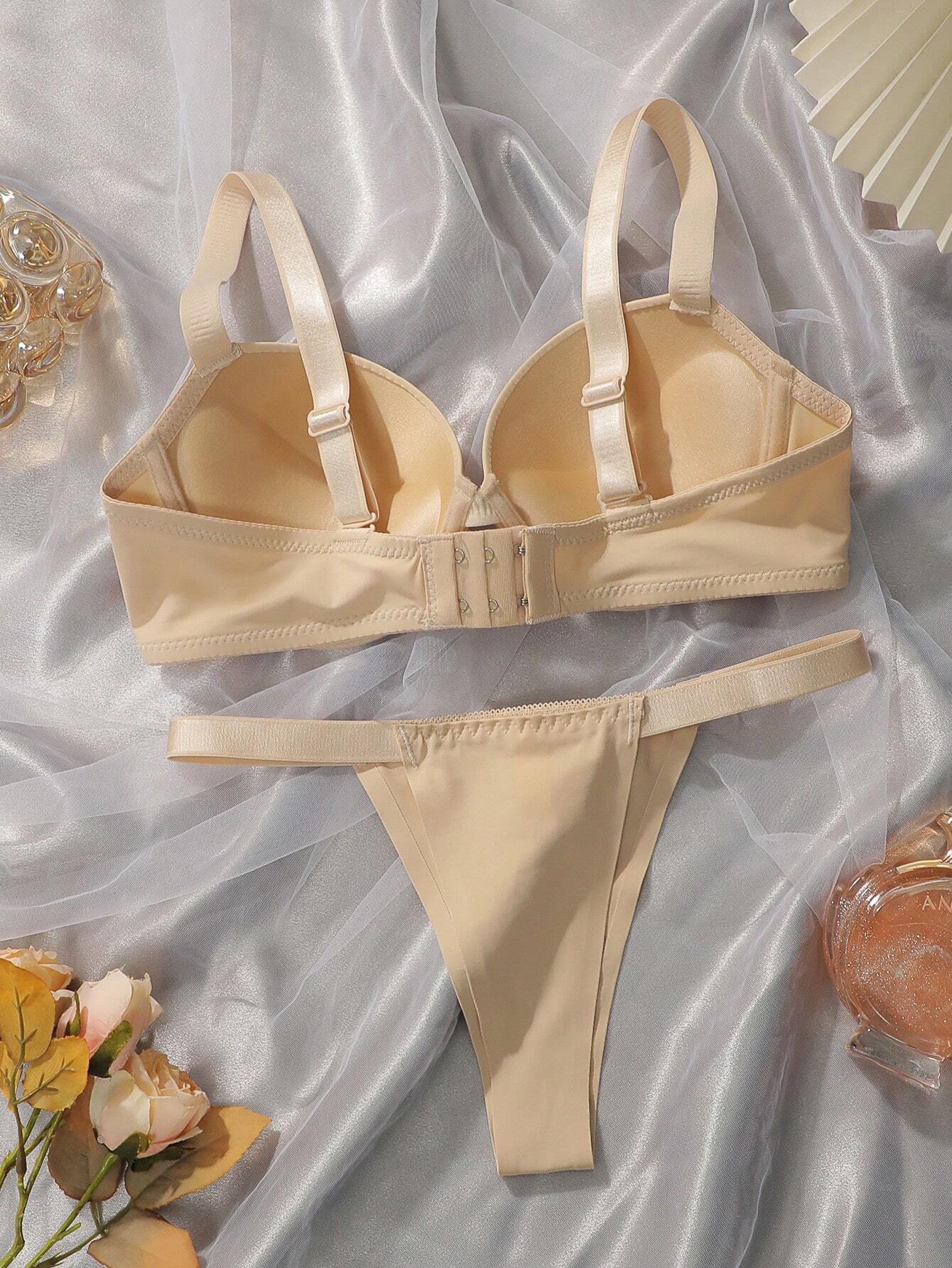 Solid Underwire Bra & Panty Set