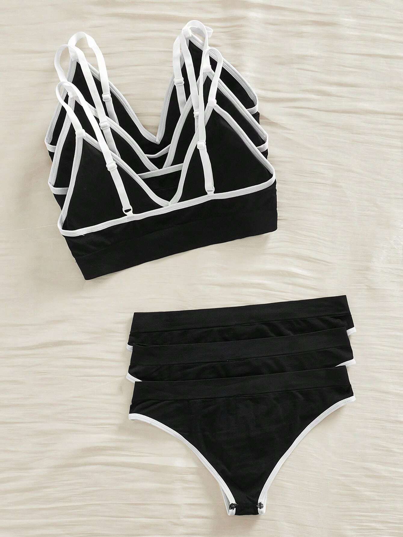 3 Sets Women Letter Print Bra And Underwear Set Sports