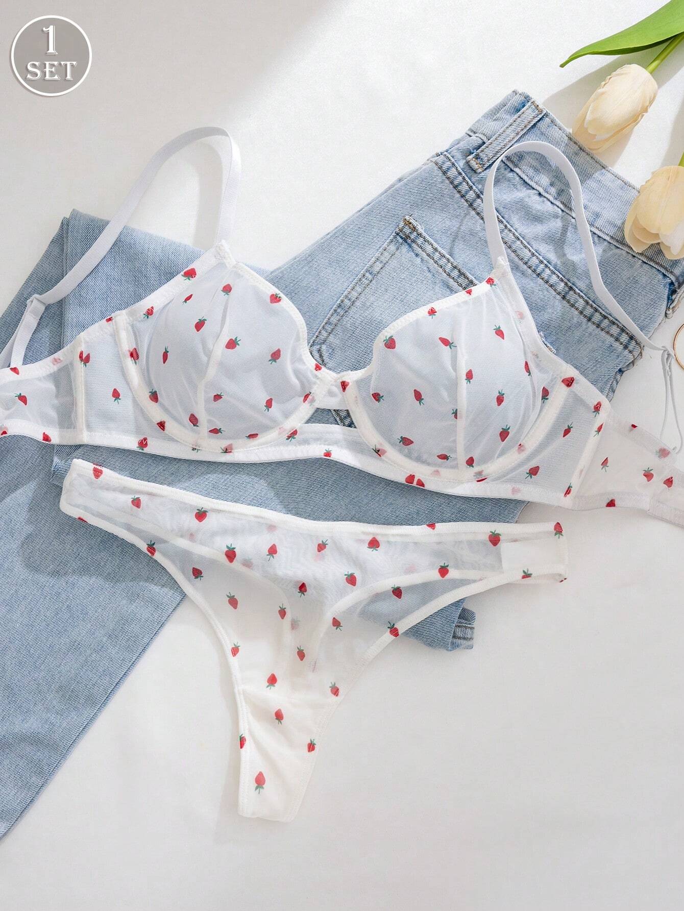 Leopard Print Stripe Lingerie Sexy Ladies See Through Erotic Romantic Bra Set White