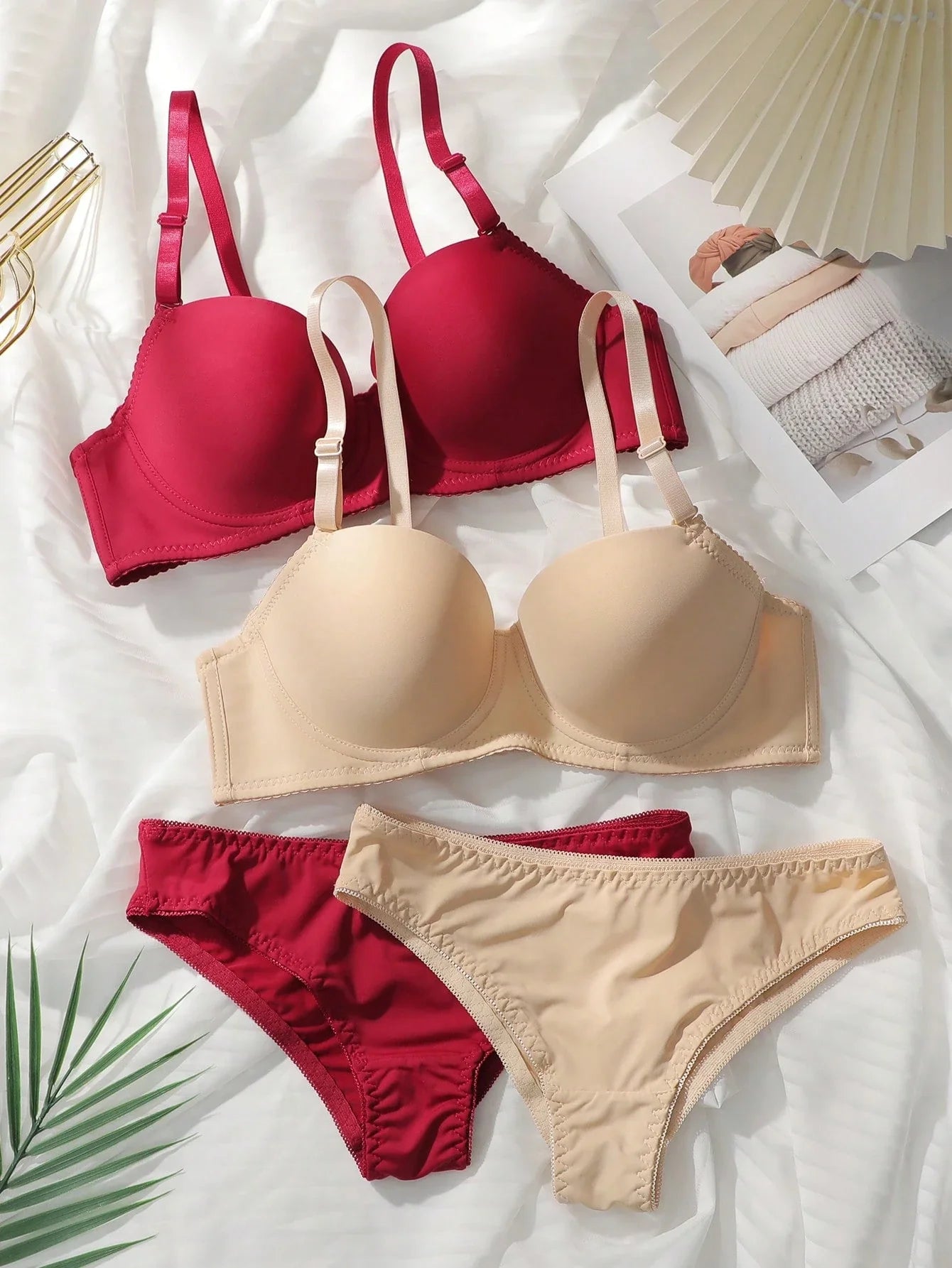 Underwear&Sleepwear Basics 2sets Solid Underwire Bra & Panty Lingerie Set Multicolor 5