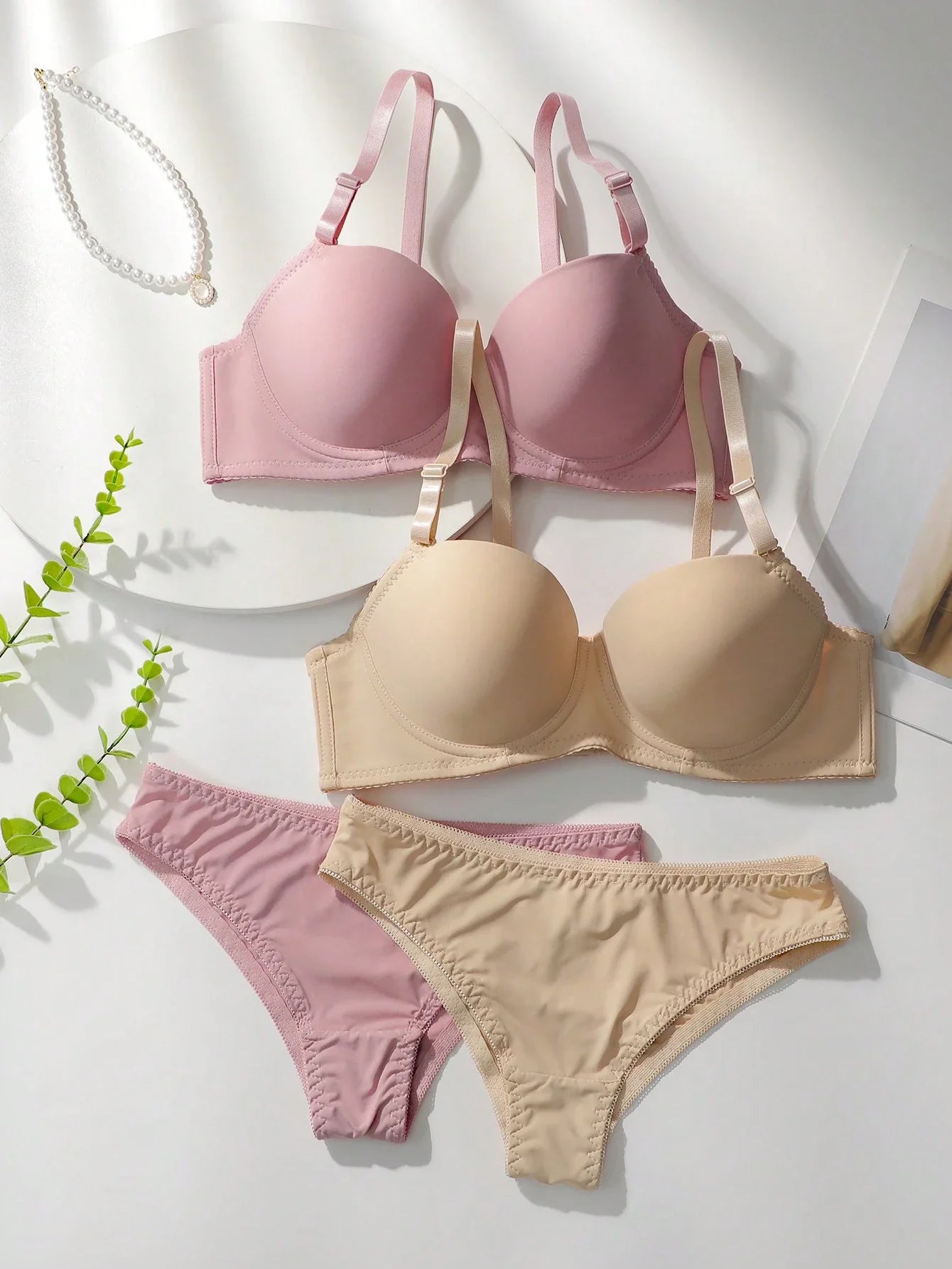 Underwear&Sleepwear Basics 2sets Solid Underwire Bra & Panty Lingerie Set Multicolor 6