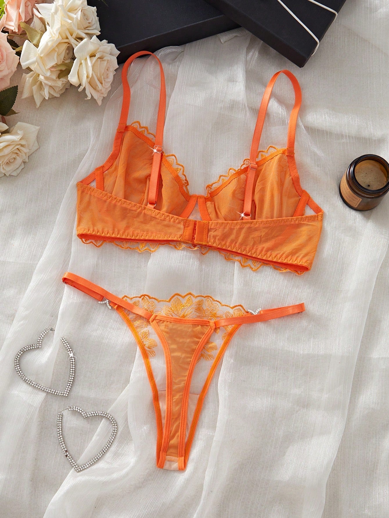 2pcs Vintage Lady Sexy Bra & Thong Lingerie Set