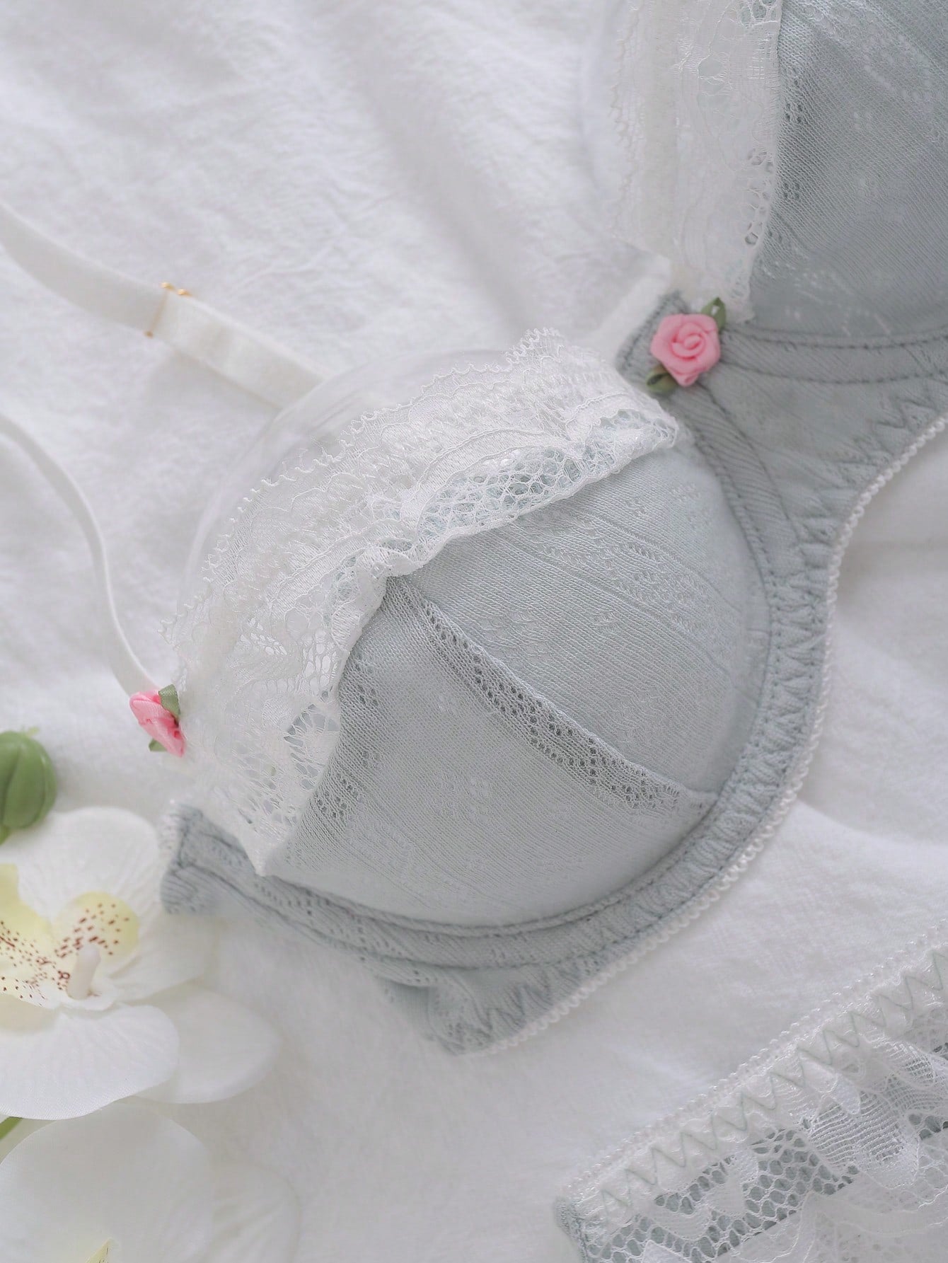 Dream Adore Contrast Lace Underwire Bra & Panty Lingerie Set