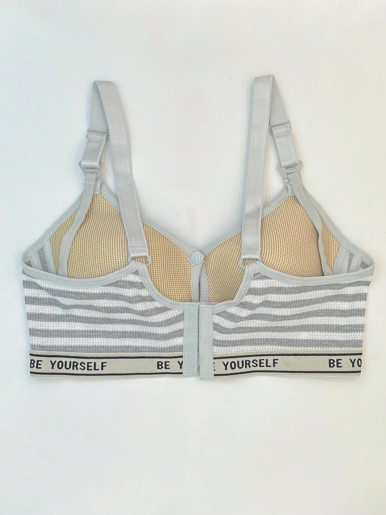 Striped Push-Up Bra Without Underwire, Comfortable And Breathable