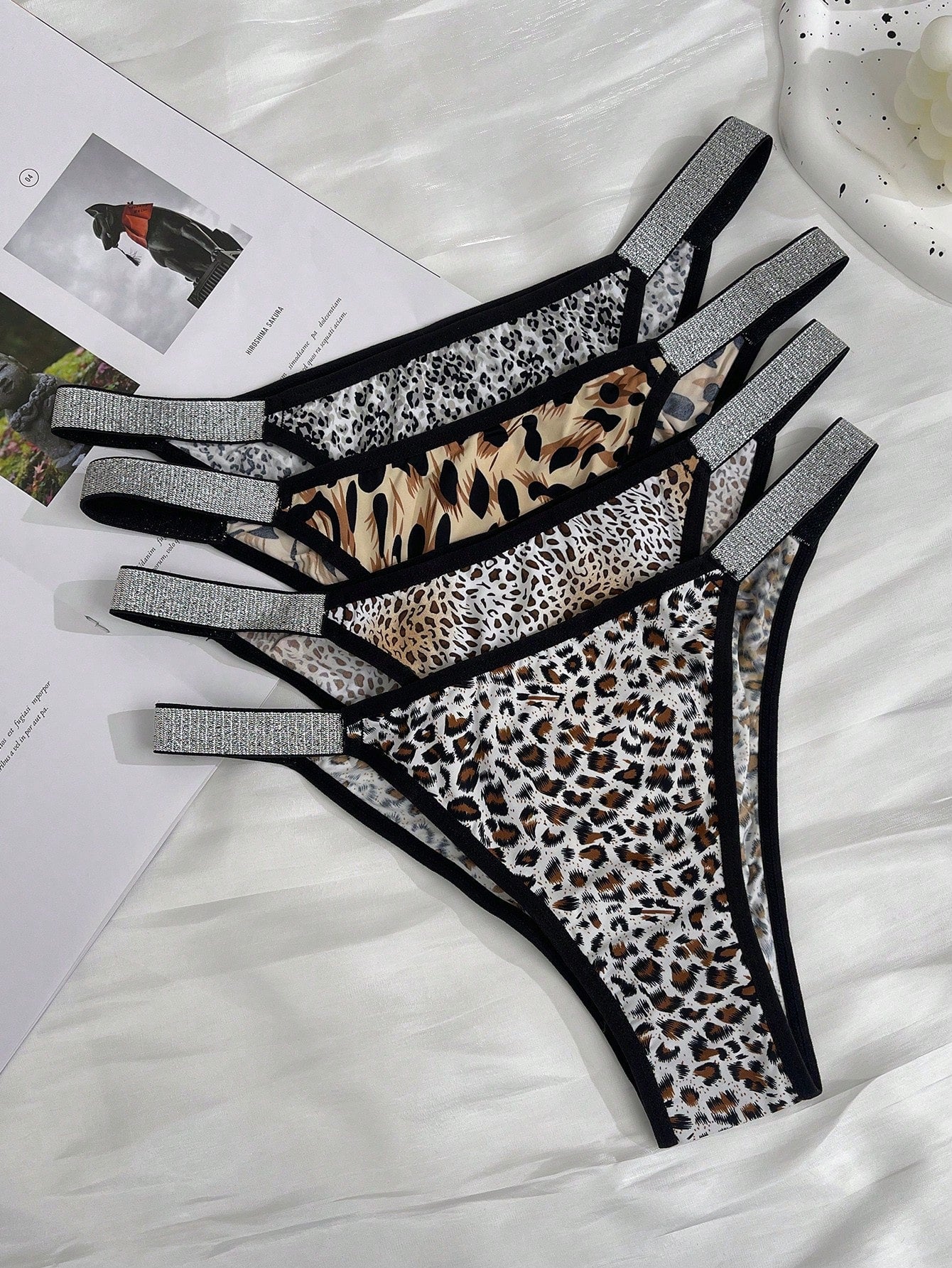 4 Pairs Women Solid Color Patchwork Simple Casual Panties Multicolor