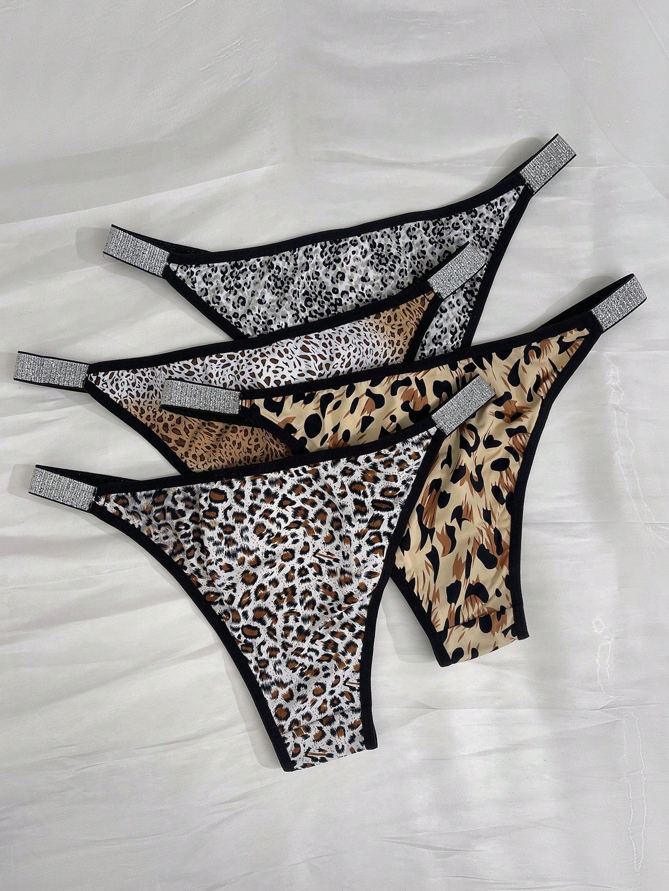 4 Pairs Women Solid Color Patchwork Simple Casual Panties