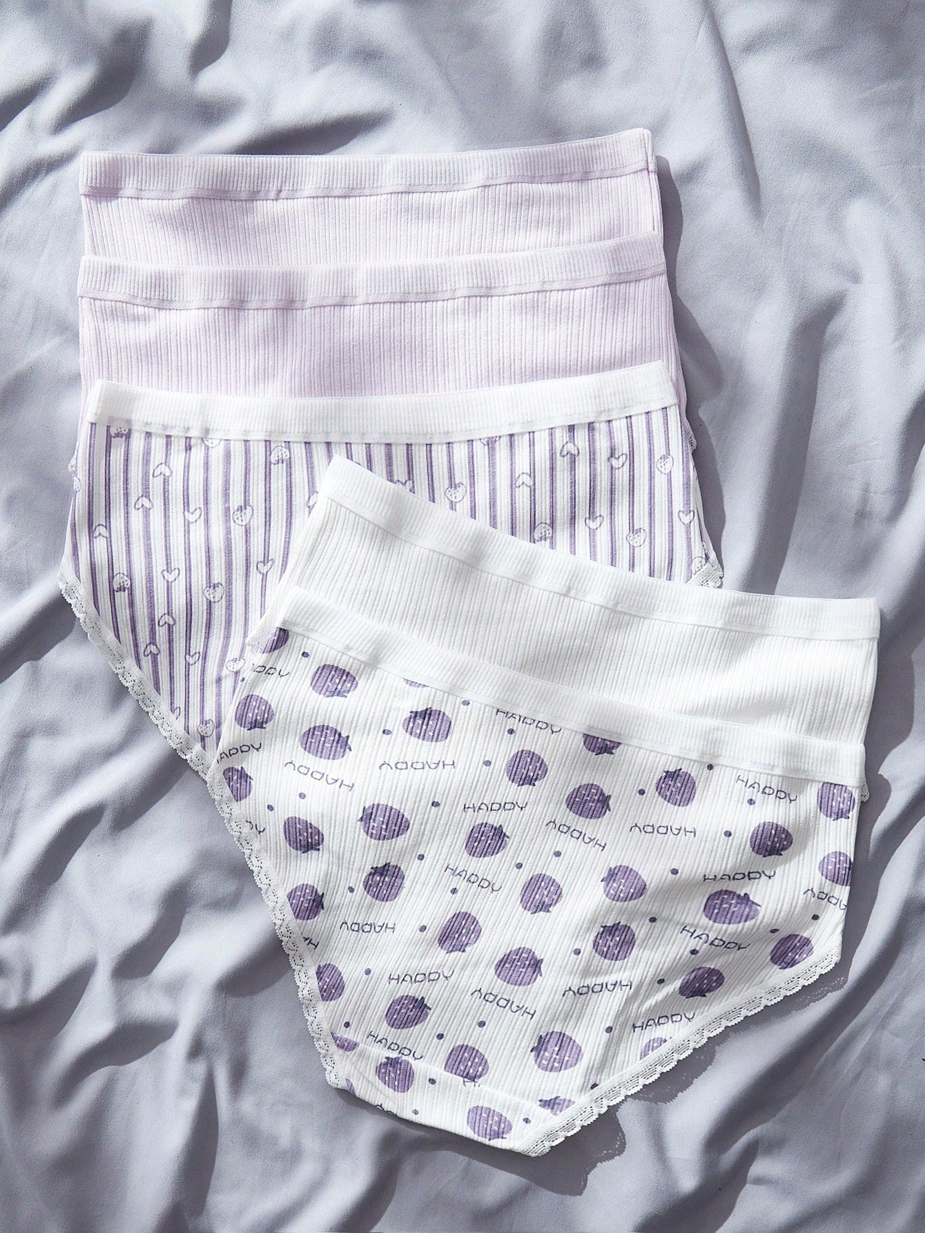 5pack Cartoon Graphic Lace Trim Panty