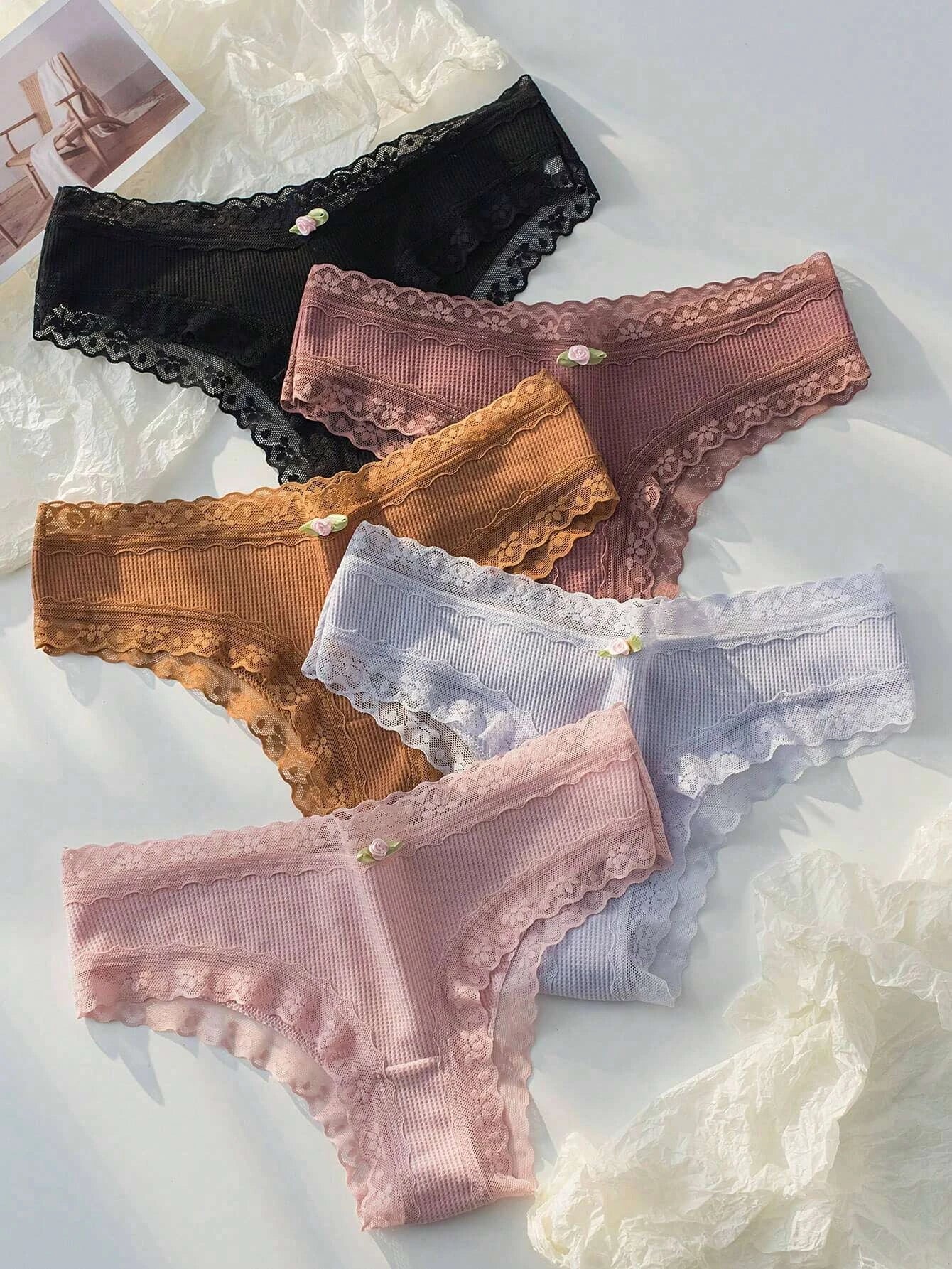 5pack Contrast Lace Panty