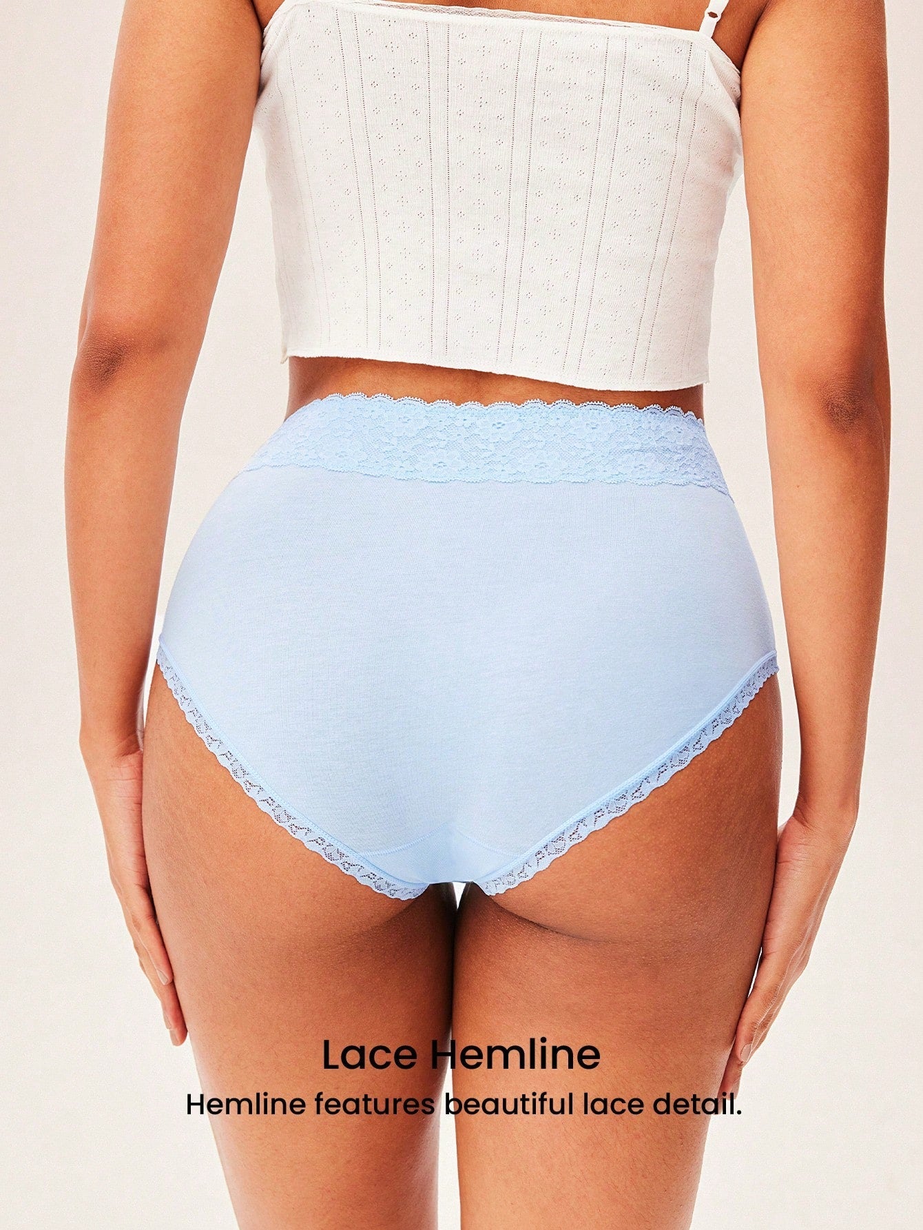 LUVLETTE 3-Pack High-Rise Cotton Girly Women's Underwear Briefs Panty Set