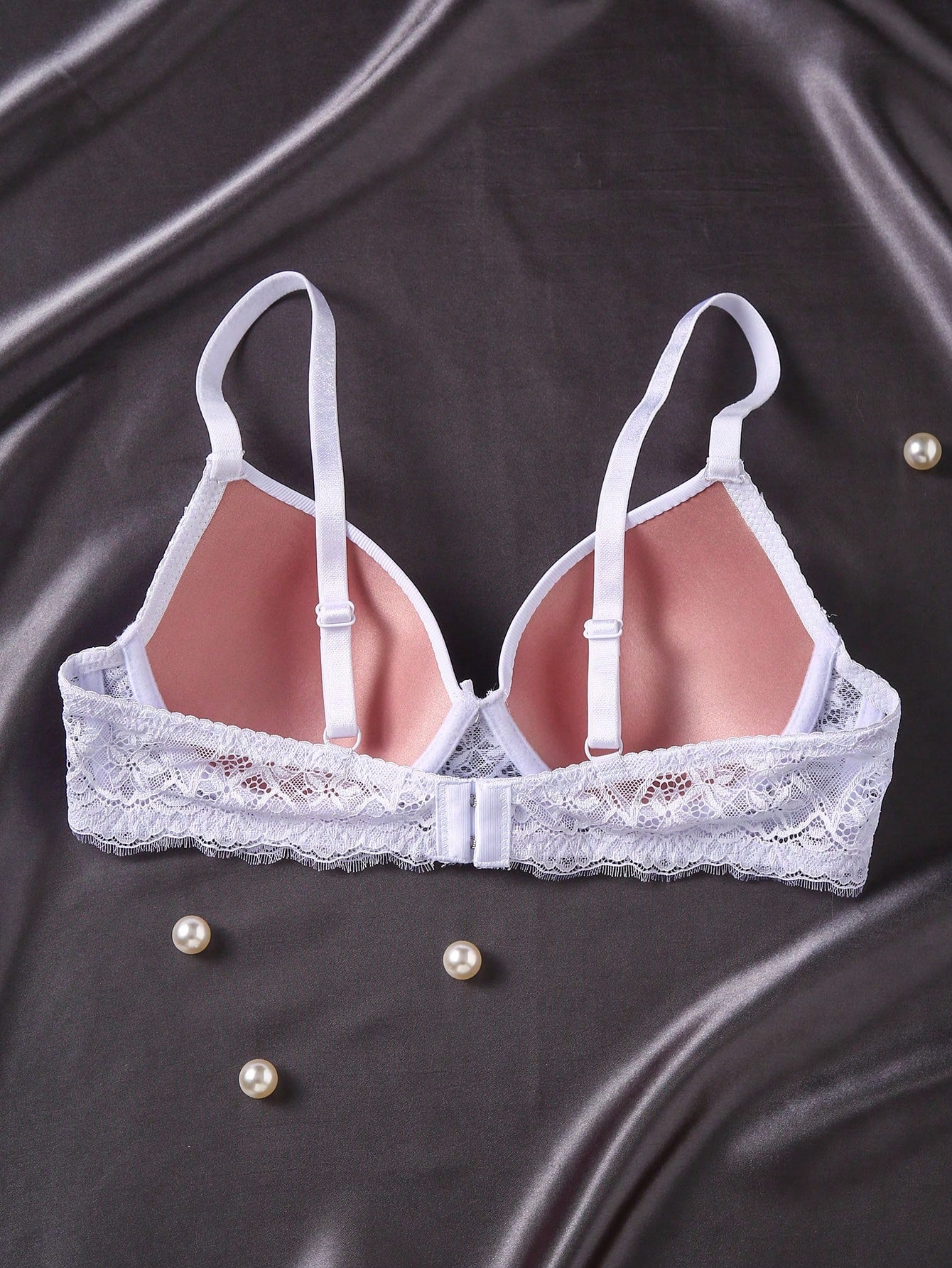 1pc Contrast Lace Sexy Push-Up Romantic Underwire Bra Set