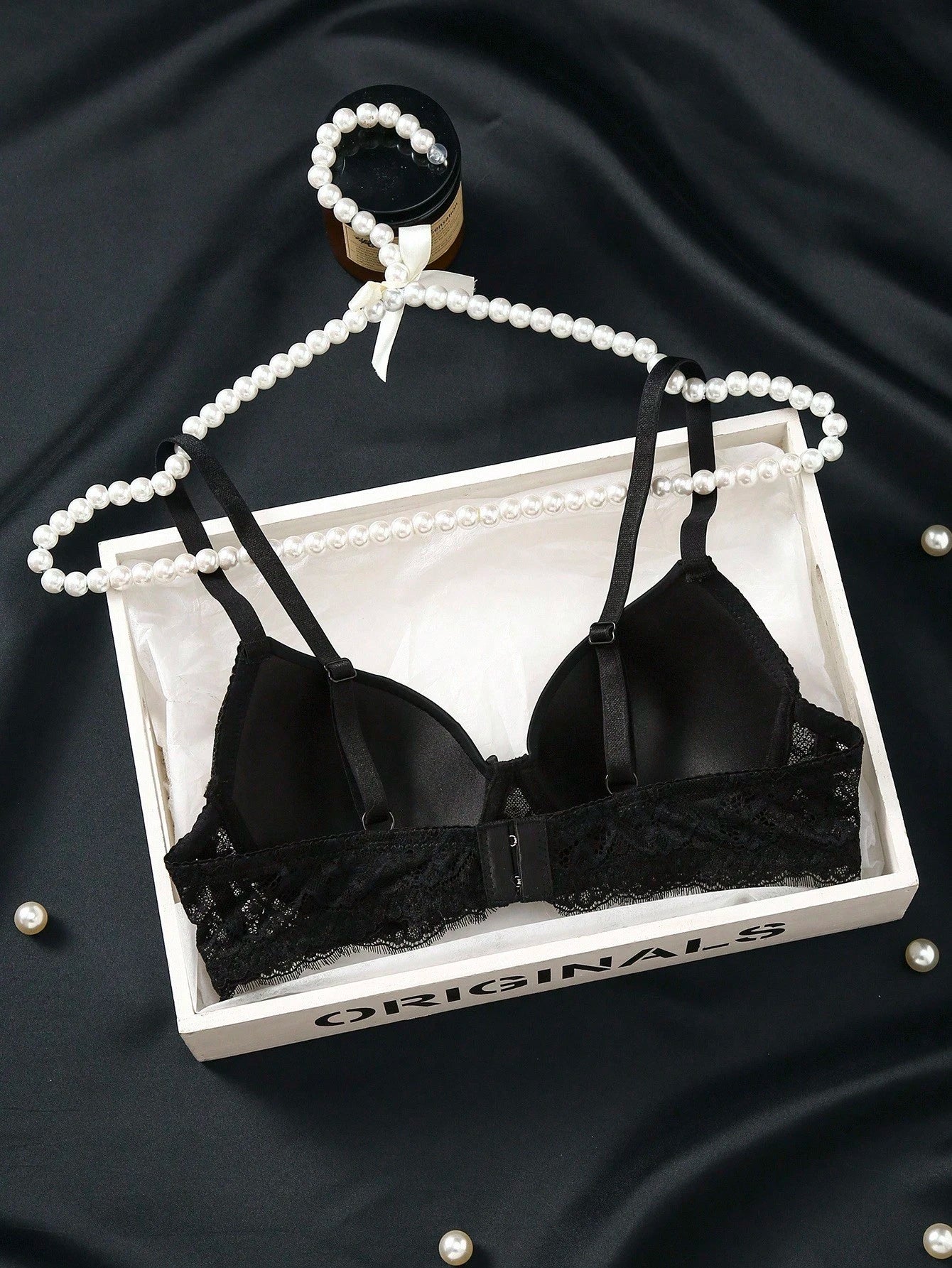 1pc Contrast Lace Sexy Push-Up Romantic Underwire Bra Set