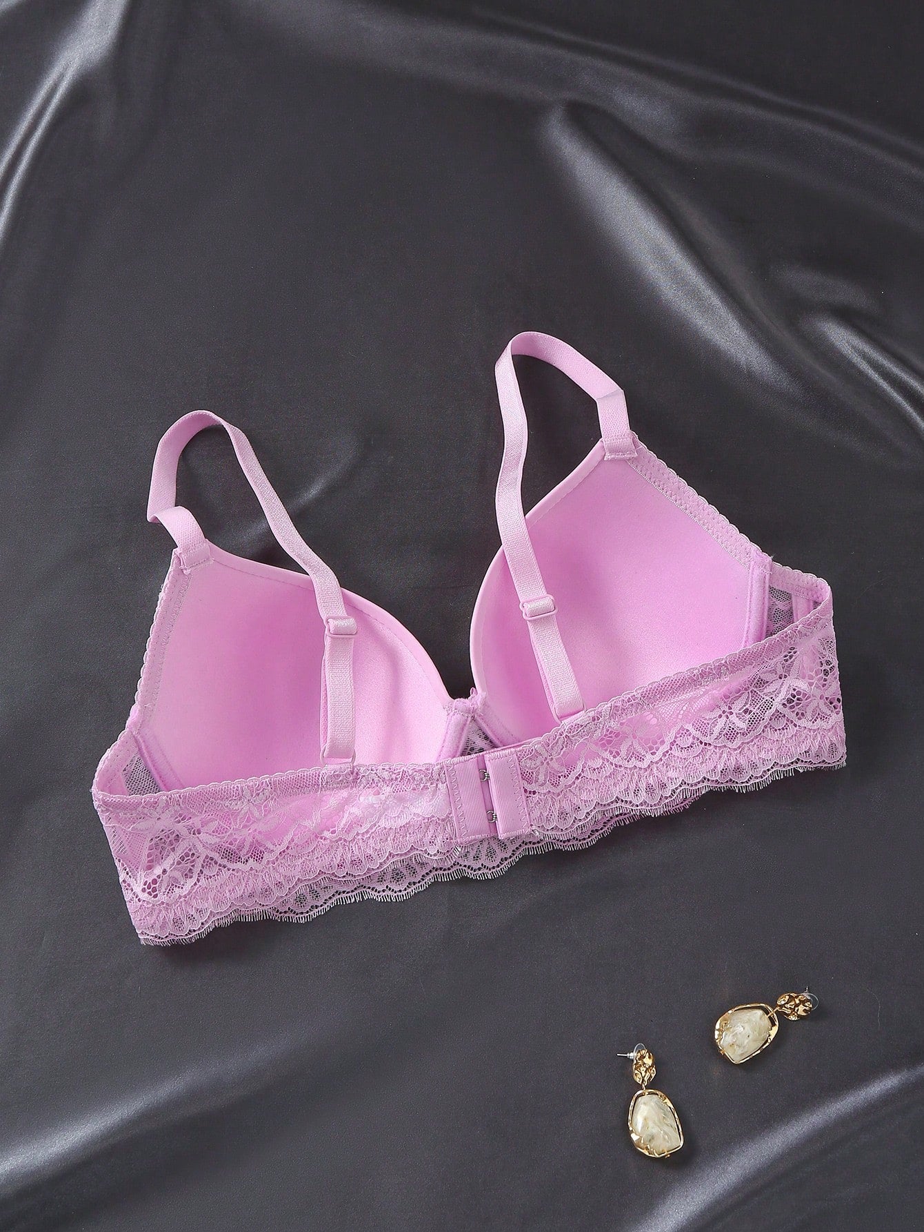 1pc Contrast Lace Sexy Push-Up Romantic Underwire Bra Set