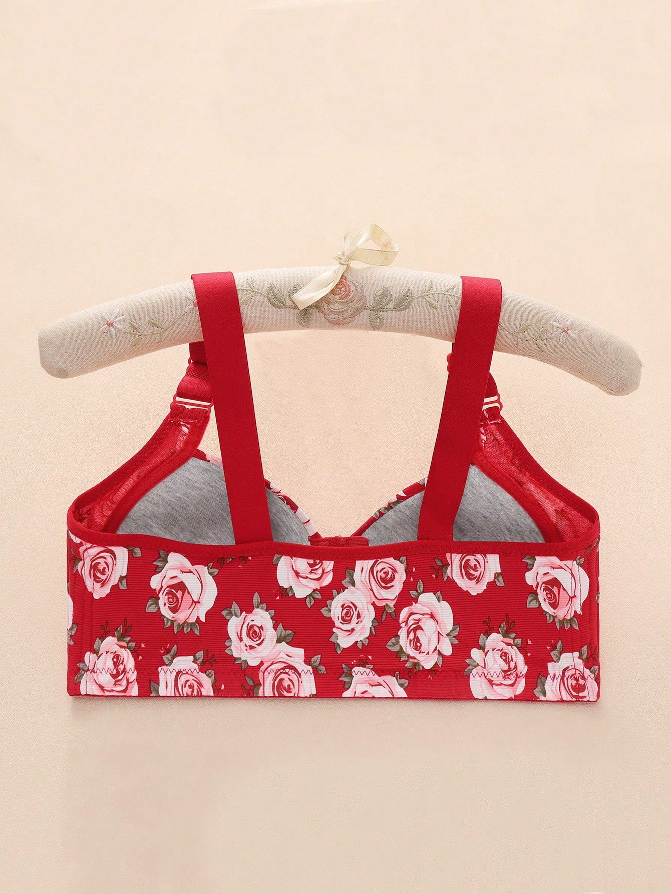 1pc Women Floral Print Adjustable Strap Comfort Front Close Wireless Convertible Lingerie Bra