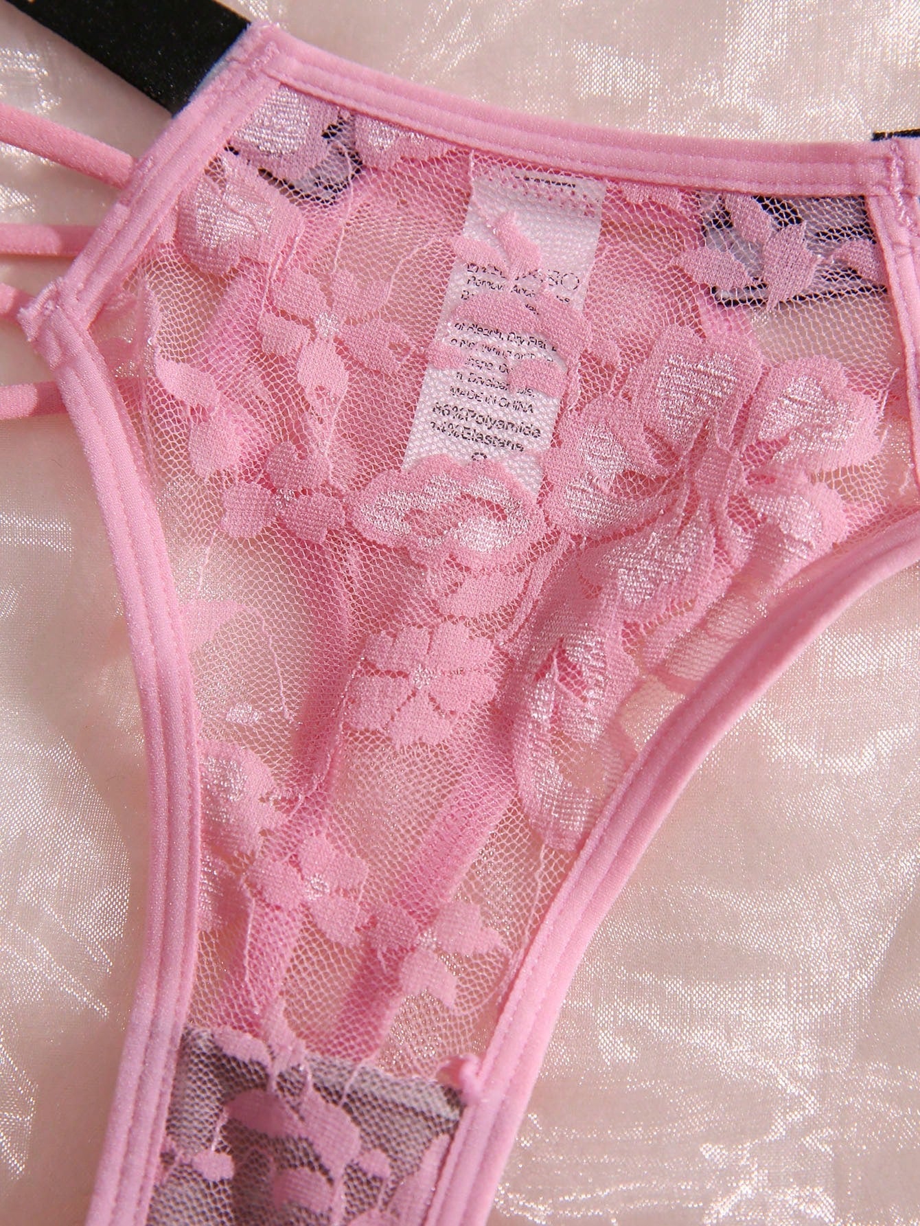 4pack Floral Lace Letter Tape Panty